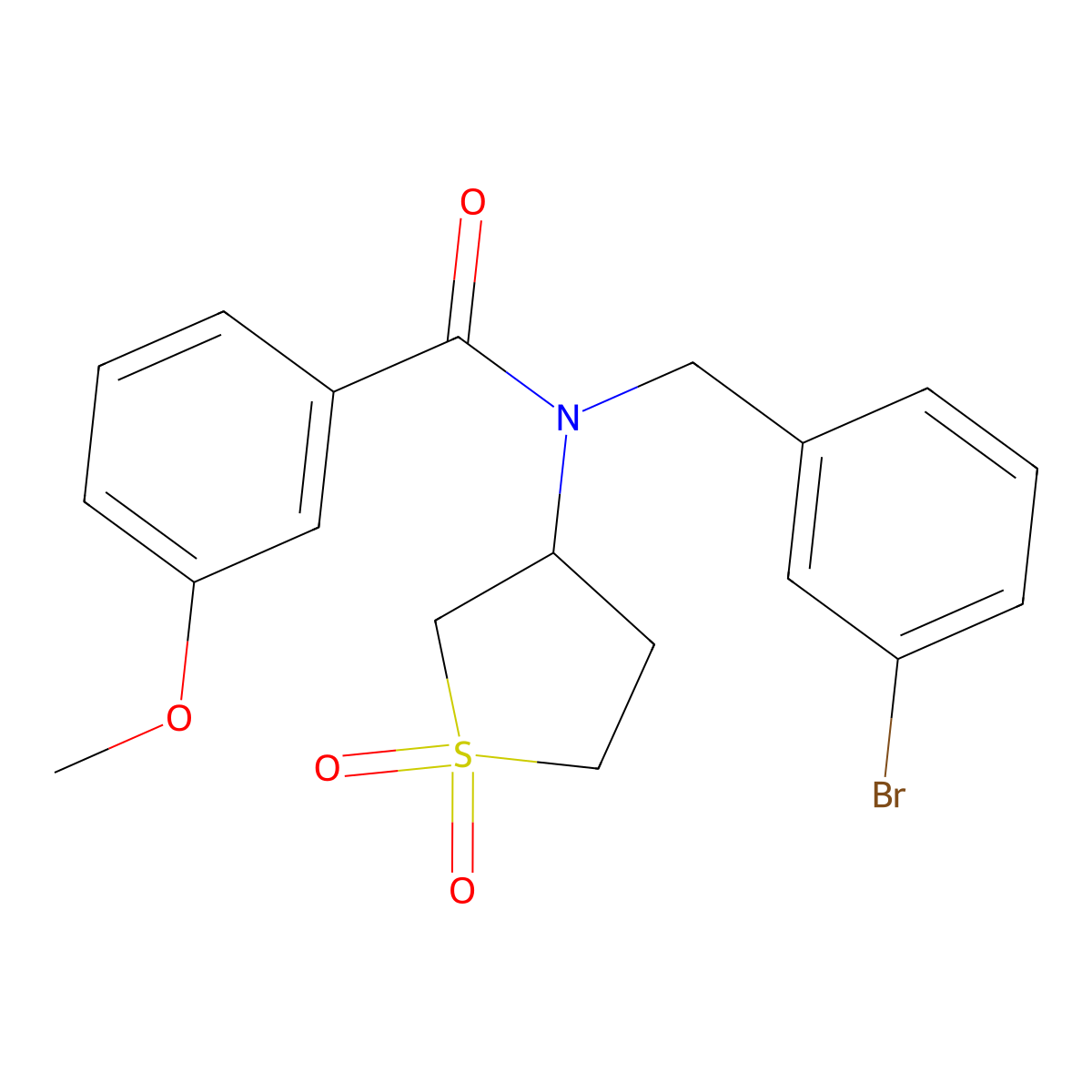 N-(3-bromobenzyl)-N-(1,1-dioxidotetrahydrothiophen-3-yl)-3-methoxybenzamide molecular structure, CAS 862193-90-6