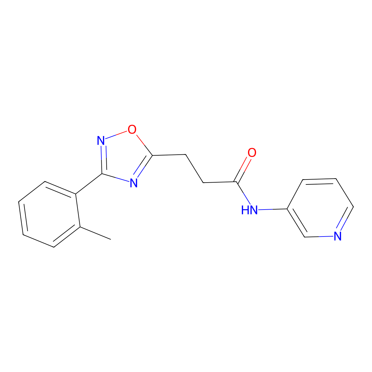 3-[3-(2-methylphenyl)-1,2,4-oxadiazol-5-yl]-N-pyridin-3-ylpropanamide molecular structure, CAS 862197-41-9