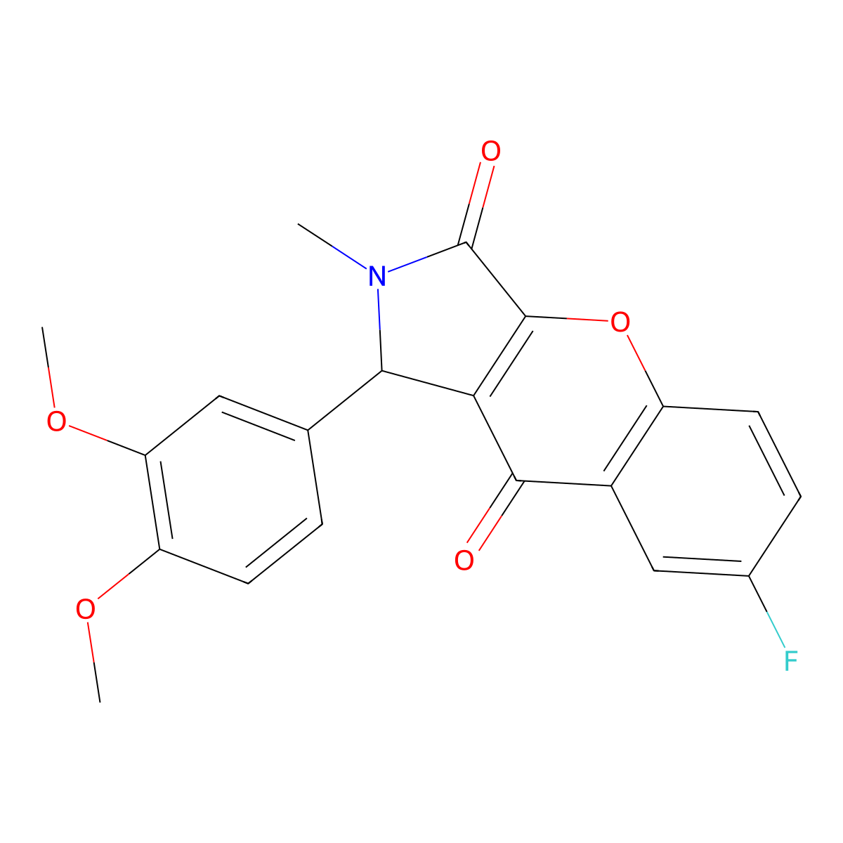 1-(3,4-Dimethoxyphenyl)-7-fluoro-2-methyl-1,2-dihydrochromeno[2,3-c]pyrrole-3,9-dione molecular structure, CAS 862197-51-1