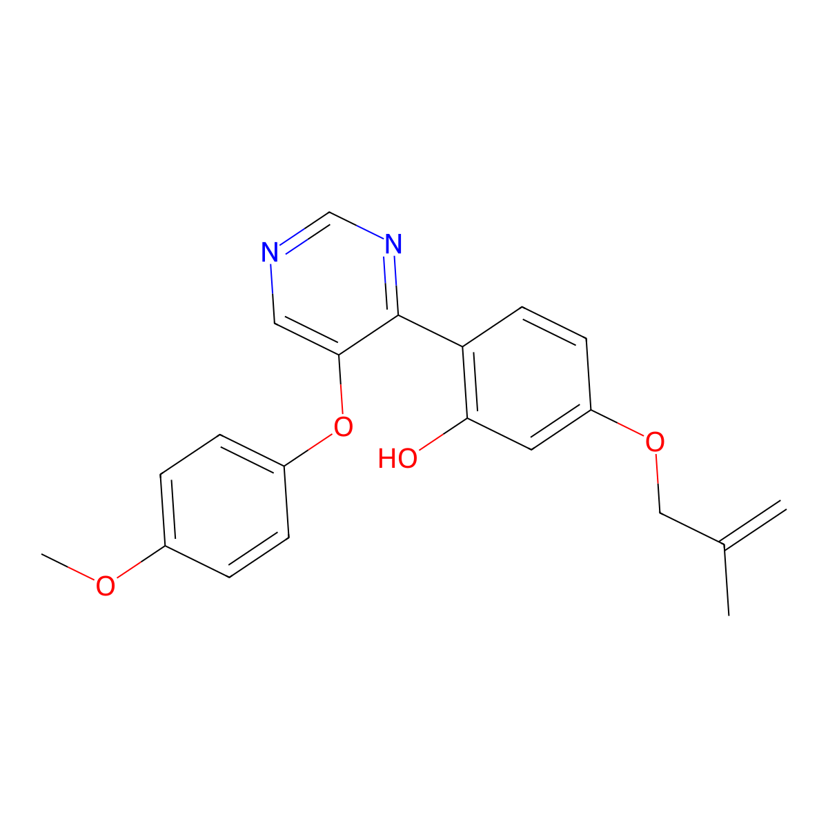 2-(5-(4-Methoxyphenoxy)pyrimidin-4-yl)-5-((2-methylallyl)oxy)phenol molecular structure, CAS 862197-62-4