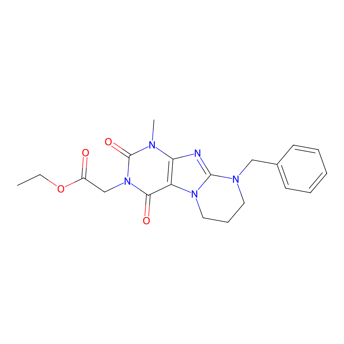 ethyl 2-(9-benzyl-1-methyl-2,4-dioxo-7,8-dihydro-6H-purino[7,8-a]pyrimidin-3-yl)acetate molecular structure, CAS 862197-70-4