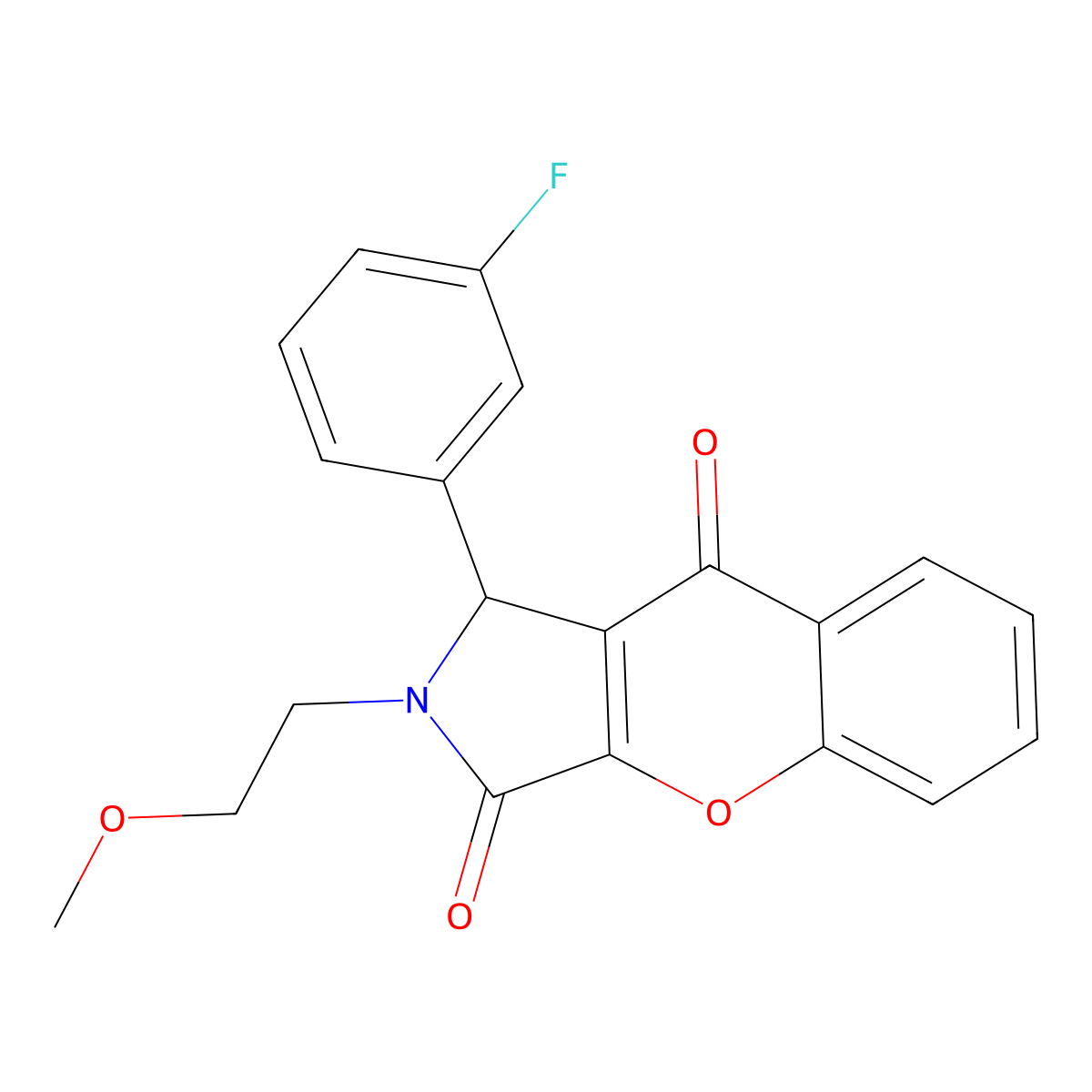 1-(3-Fluorophenyl)-2-(2-methoxyethyl)-1,2-dihydrochromeno[2,3-c]pyrrole-3,9-dione molecular structure, CAS 862198-22-9