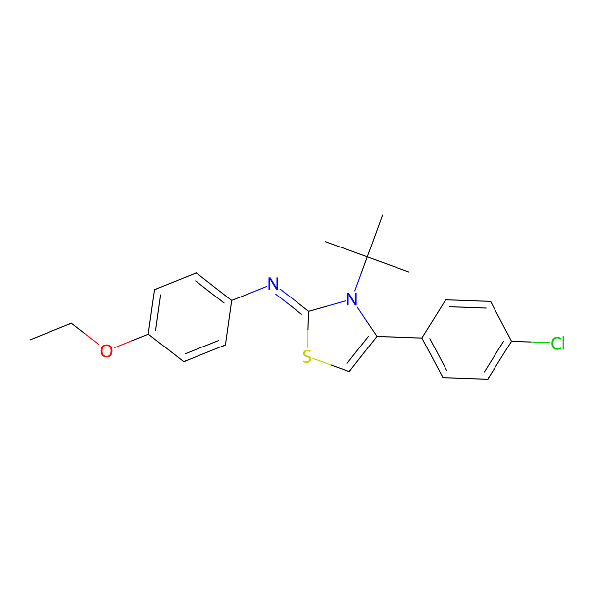 N-[(2Z)-3-tert-butyl-4-(4-chlorophenyl)-1,3-thiazol-2(3H)-ylidene]-4-ethoxyaniline molecular structure, CAS 862198-30-9