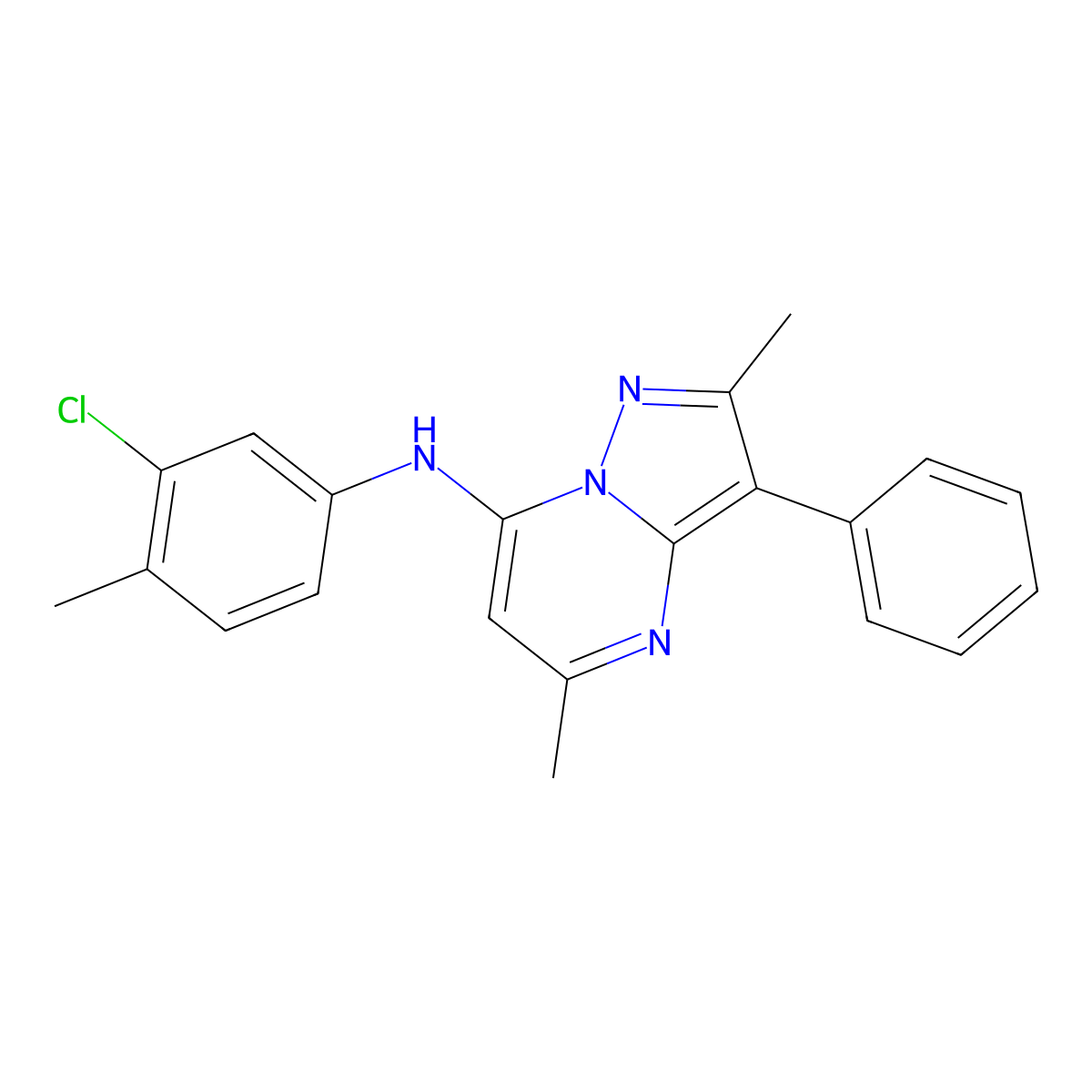 N-(3-chloro-4-methylphenyl)-2,5-dimethyl-3-phenylpyrazolo[1,5-a]pyrimidin-7-amine molecular structure, CAS 862198-41-2