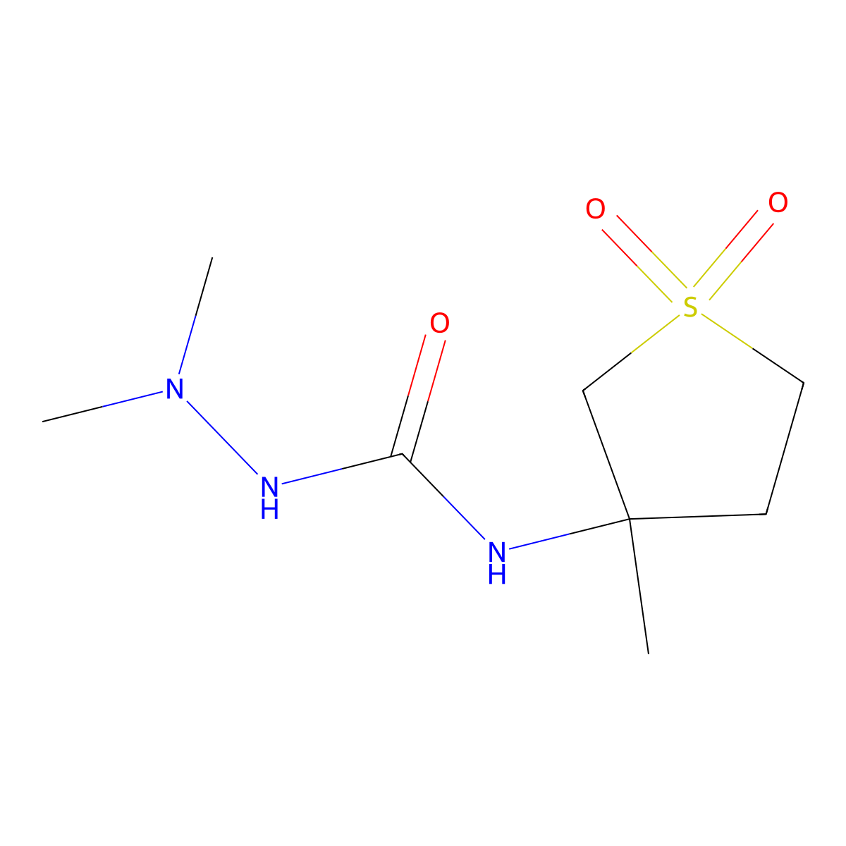 2,2-dimethyl-N-(3-methyl-1,1-dioxidotetrahydrothiophen-3-yl)hydrazinecarboxamide molecular structure, CAS 862198-46-7
