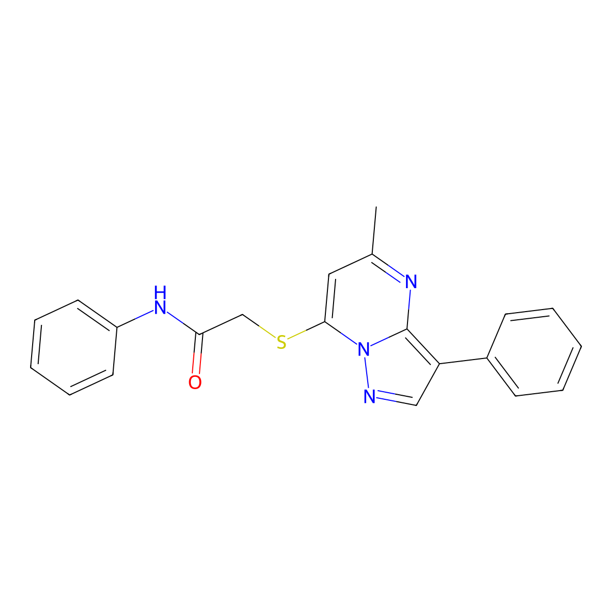 2-((5-methyl-3-phenylpyrazolo[1,5-a]pyrimidin-7-yl)thio)-N-phenylacetamide molecular structure, CAS 862198-51-4