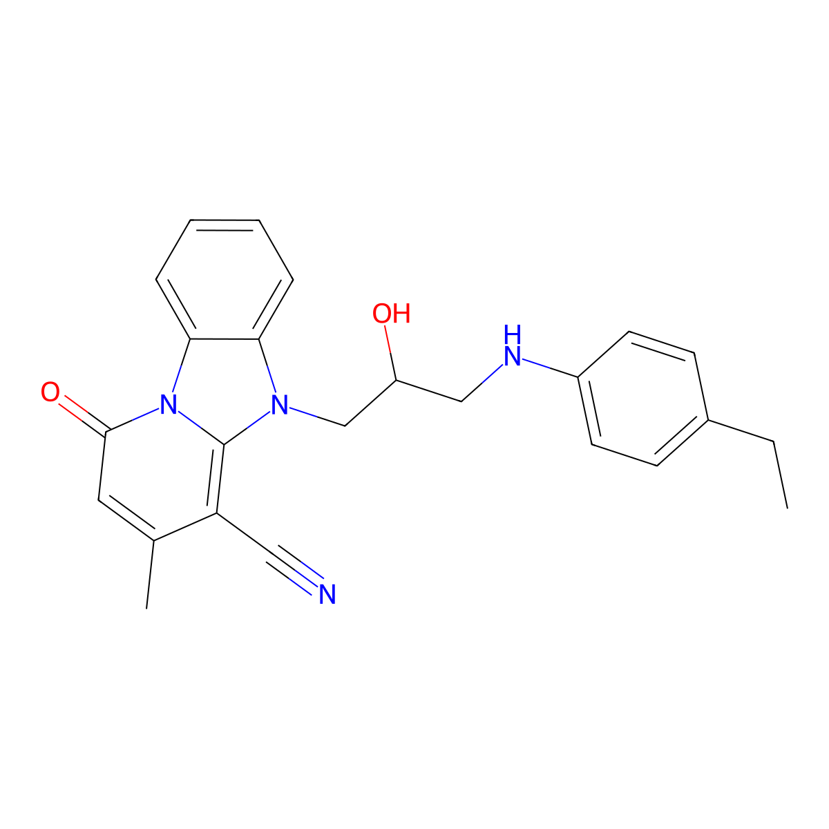 5-{3-[(4-Ethylphenyl)amino]-2-hydroxypropyl}-3-methyl-1-oxo-1,5-dihydropyrido[1,2-a]benzimidazole-4-carbonitrile molecular structure, CAS 862198-96-7
