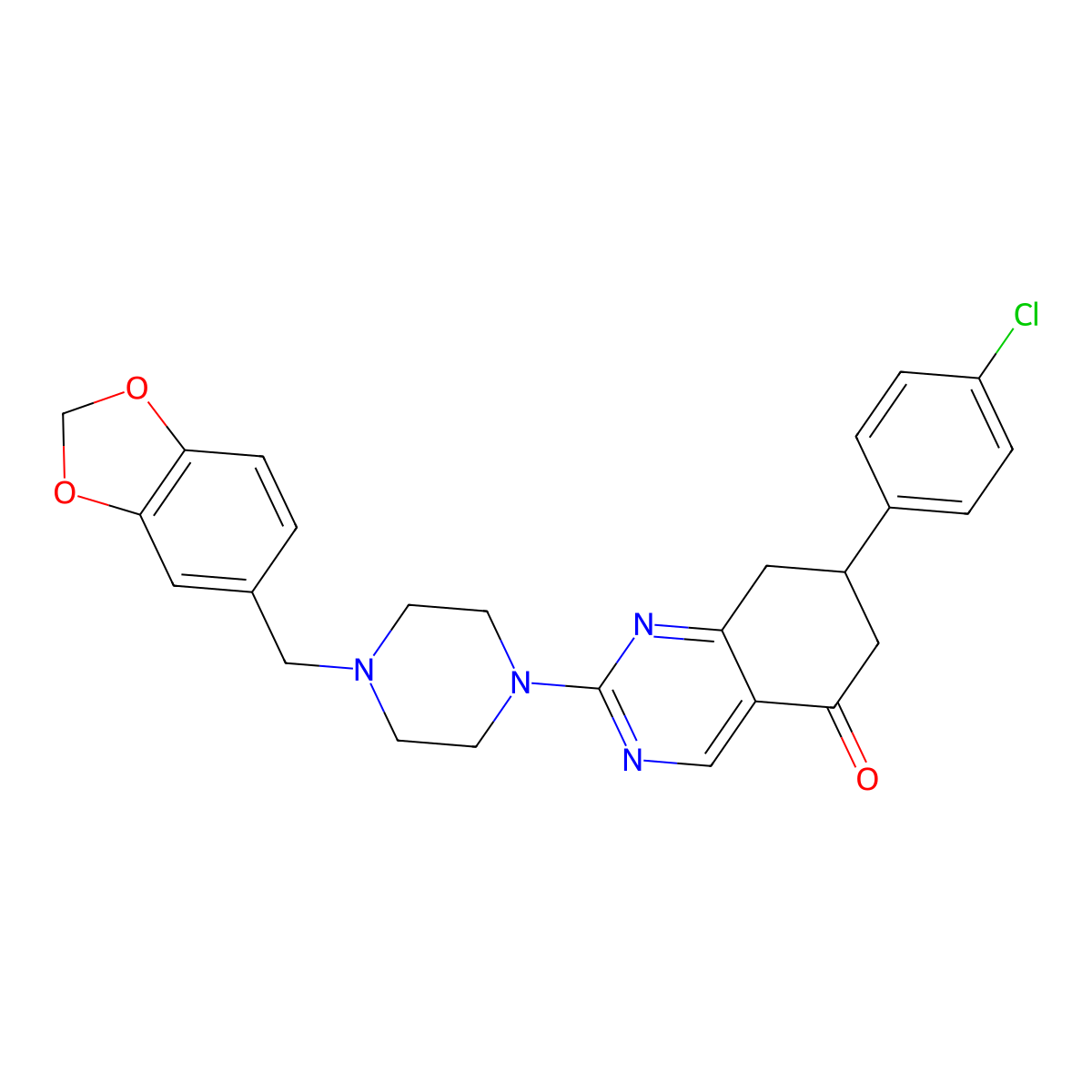2-[4-(1,3-benzodioxol-5-ylmethyl)piperazin-1-yl]-7-(4-chlorophenyl)-7,8-dihydroquinazolin-5(6H)-one molecular structure, CAS 862198-97-8