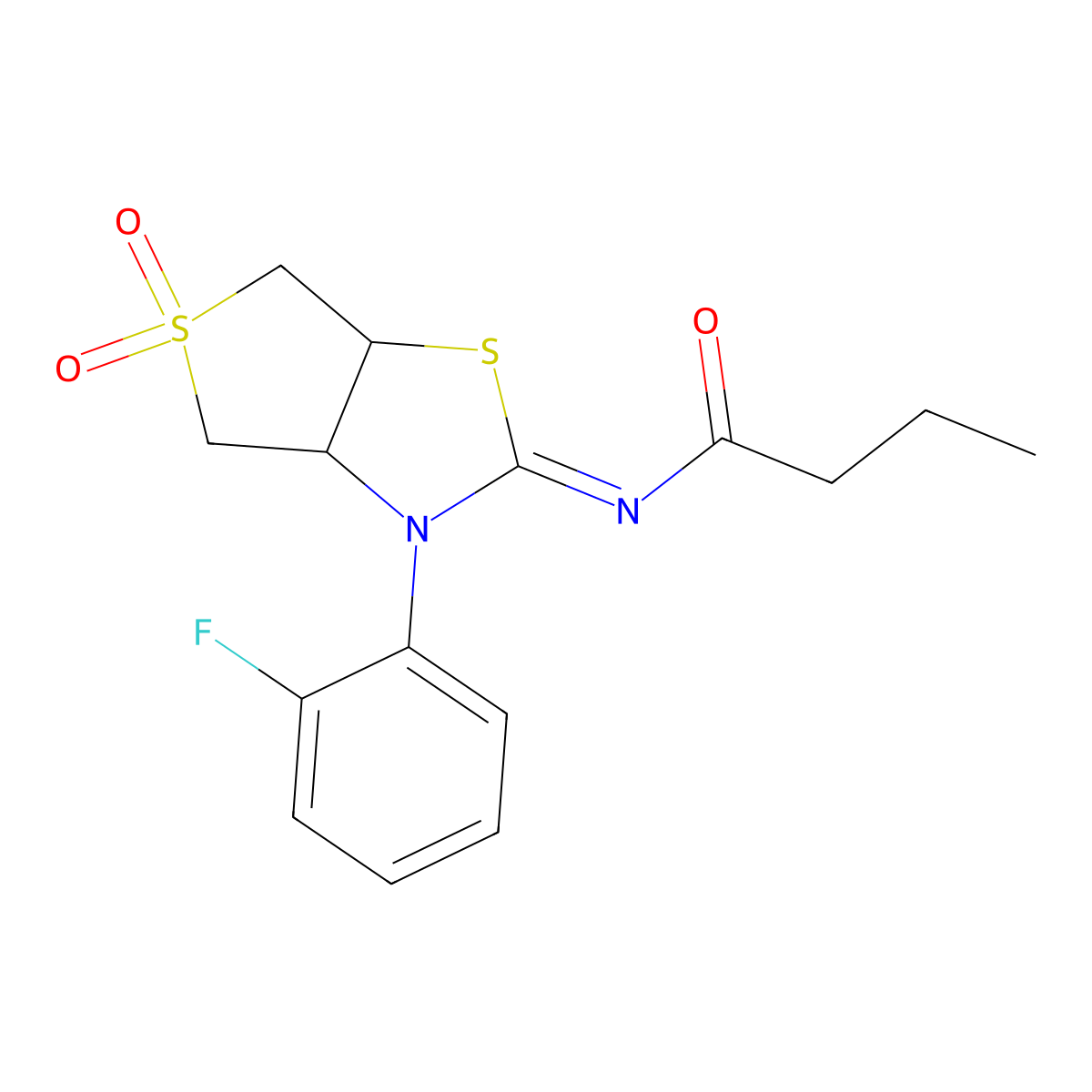 N-[(2Z)-3-(2-fluorophenyl)-5,5-dioxidotetrahydrothieno[3,4-d][1,3]thiazol-2(3H)-ylidene]butanamide molecular structure, CAS 862199-13-1