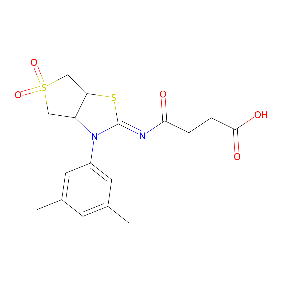 4-{[(2Z)-3-(3,5-dimethylphenyl)-5,5-dioxidotetrahydrothieno[3,4-d][1,3]thiazol-2(3H)-ylidene]amino}-4-oxobutanoic acid molecular structure, CAS 862199-40-4