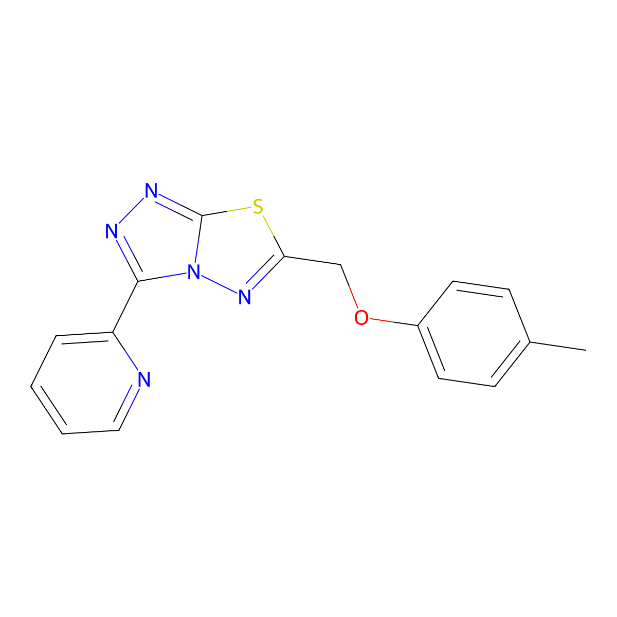 6-[(4-Methylphenoxy)methyl]-3-(2-pyridinyl)[1,2,4]triazolo[3,4-b][1,3,4]thiadiazole molecular structure, CAS 862199-66-4