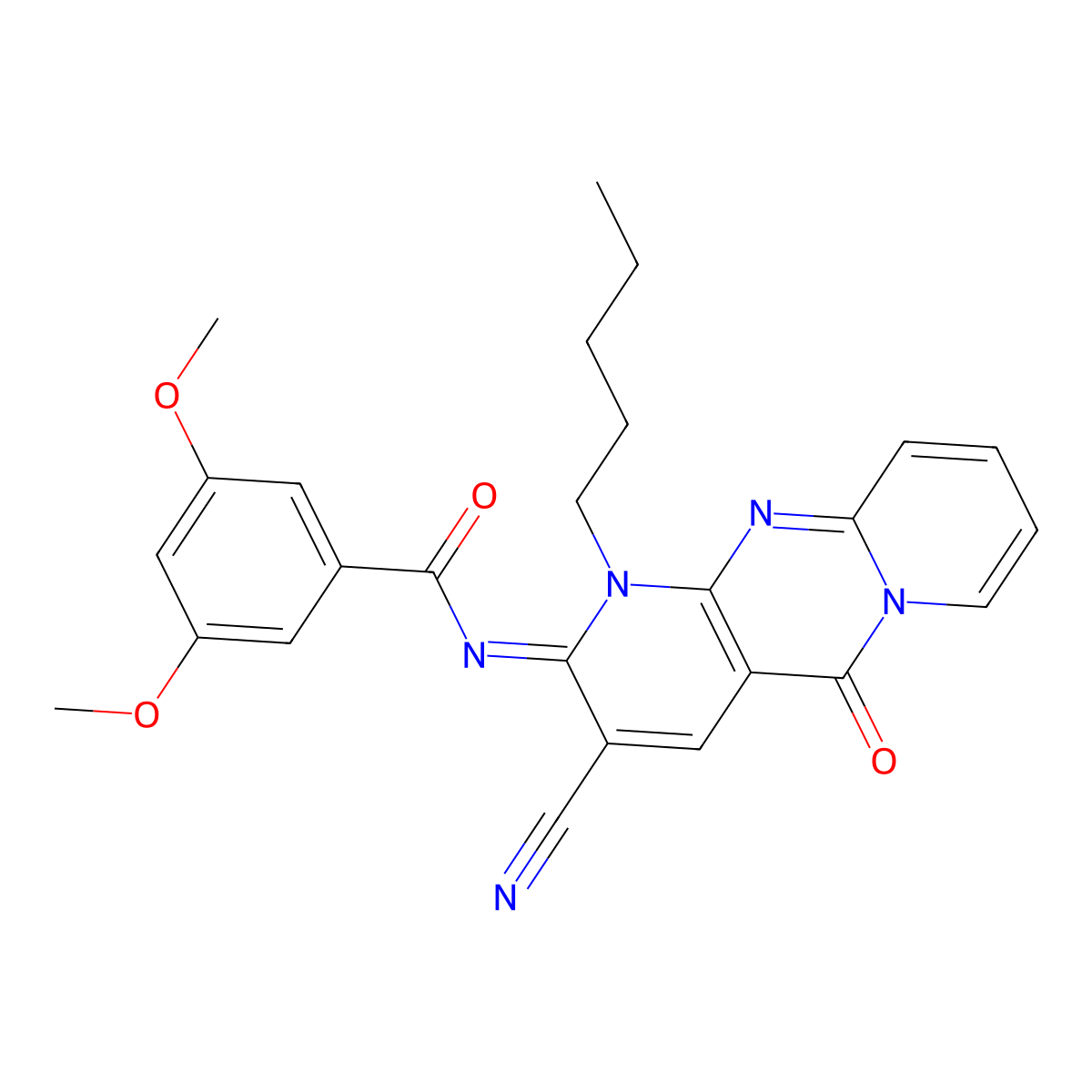 (E)-N-(3-cyano-5-oxo-1-pentyl-1H-dipyrido[1,2-a:2',3'-d]pyrimidin-2(5H)-ylidene)-3,5-dimethoxybenzamide molecular structure, CAS 862199-80-2