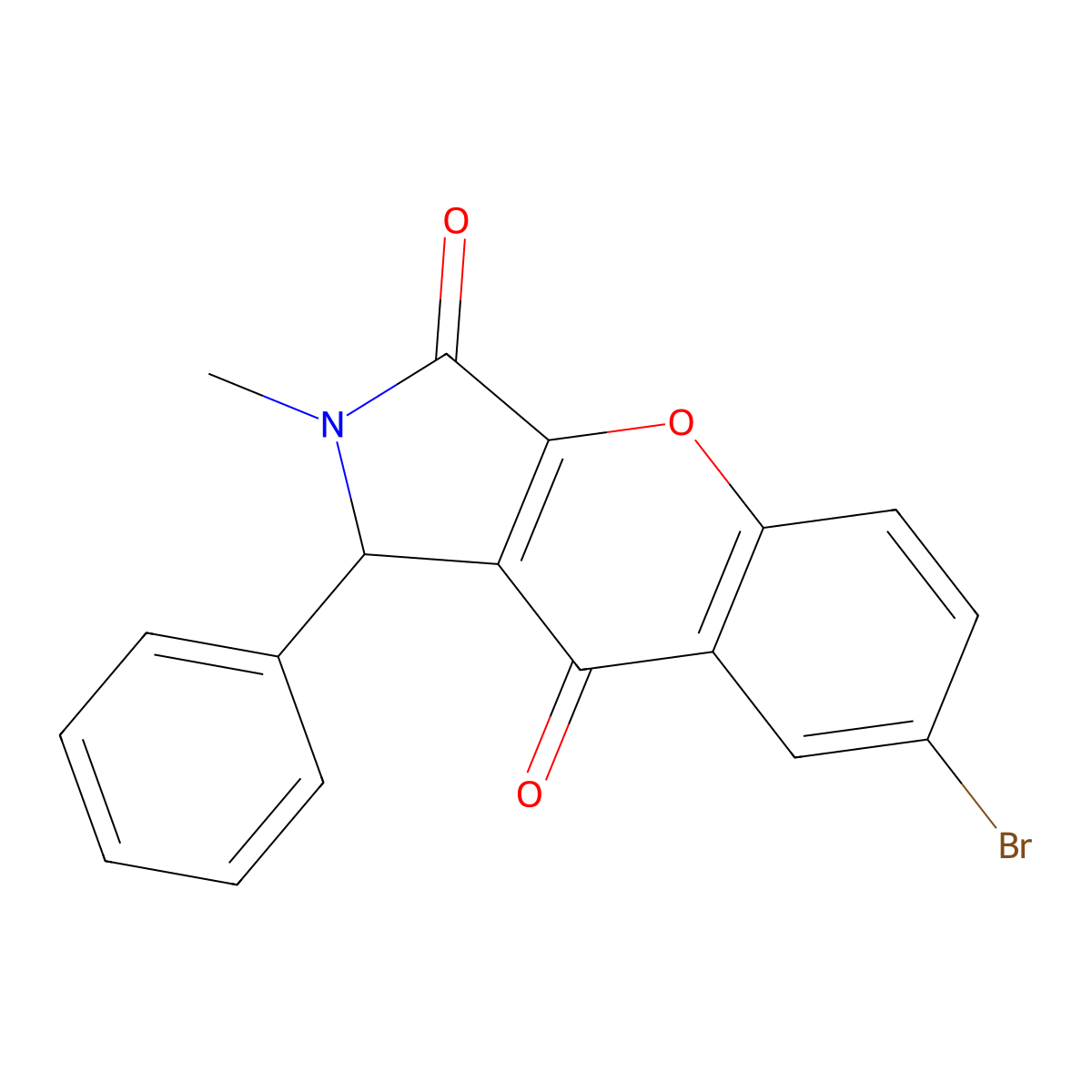 7-Bromo-2-methyl-1-phenyl-1,2-dihydrochromeno[2,3-c]pyrrole-3,9-dione molecular structure, CAS 862200-33-7