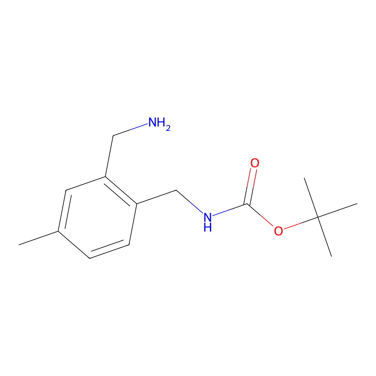 Tert-butyl 2-(aminomethyl)-4-methylbenzylcarbamate molecular structure, CAS 862205-35-4