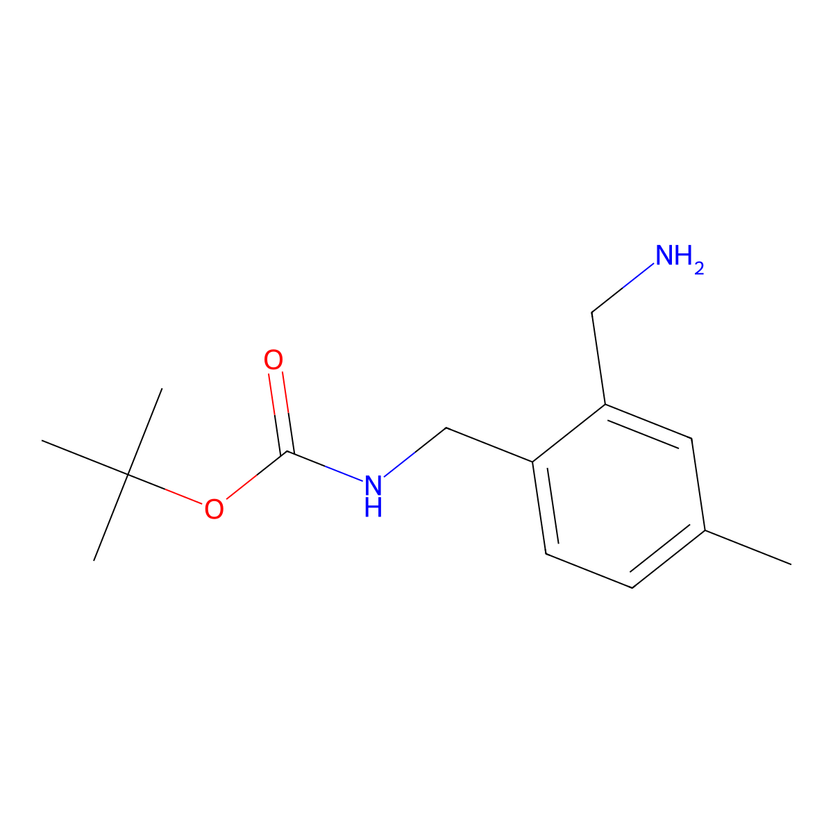 Tert-butyl 2-(aminomethyl)-4-methylbenzylcarbamate molecular structure, CAS 862205-35-4