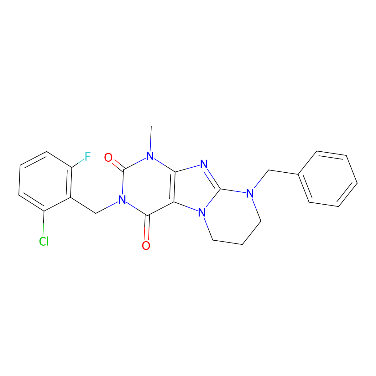9-benzyl-3-[(2-chloro-6-fluorophenyl)methyl]-1-methyl-7,8-dihydro-6H-purino[7,8-a]pyrimidine-2,4-dione molecular structure, CAS 862208-00-2