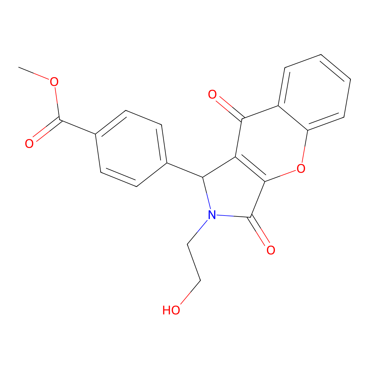 Methyl 4-(2-(2-hydroxyethyl)-3,9-dioxo-1,2,3,9-tetrahydrochromeno[2,3-c]pyrrol-1-yl)benzoate molecular structure, CAS 862208-23-9