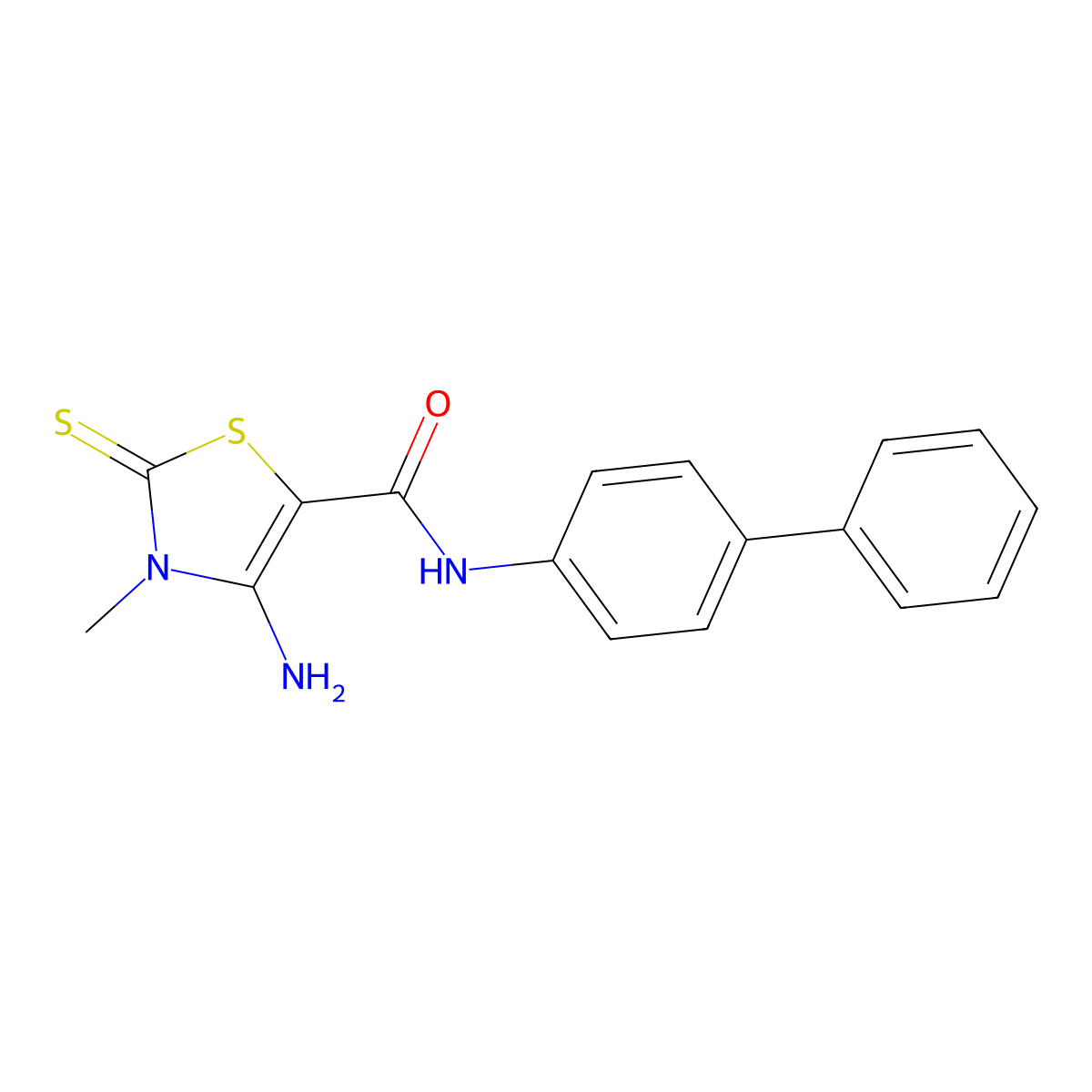 4-amino-3-methyl-N-(4-phenylphenyl)-2-sulfanylidene-1,3-thiazole-5-carboxamide molecular structure, CAS 862208-36-4