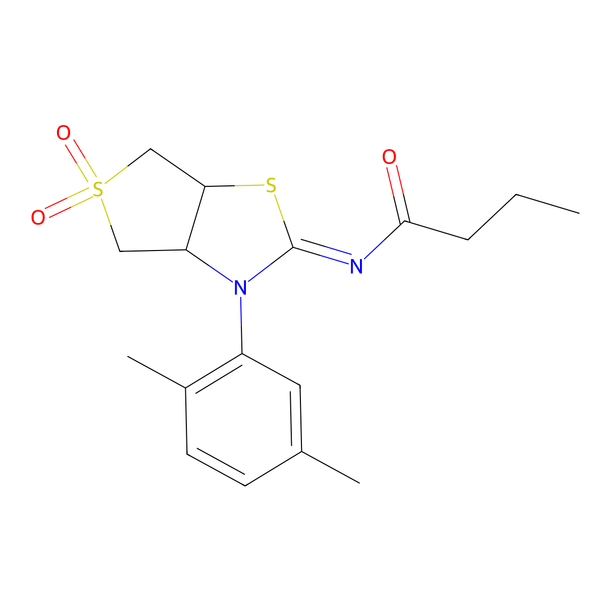 N-[(2Z)-3-(2,5-dimethylphenyl)-5,5-dioxidotetrahydrothieno[3,4-d][1,3]thiazol-2(3H)-ylidene]butanamide molecular structure, CAS 862208-43-3