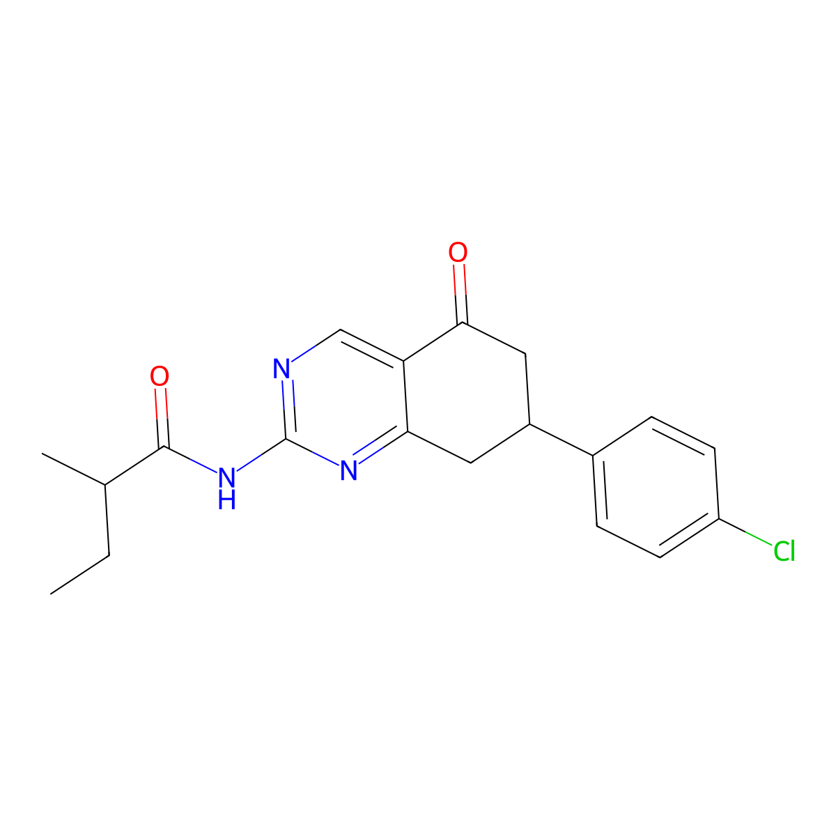 N-(7-(4-chlorophenyl)-5-oxo-5,6,7,8-tetrahydroquinazolin-2-yl)-2-methylbutanamide molecular structure, CAS 862208-56-8