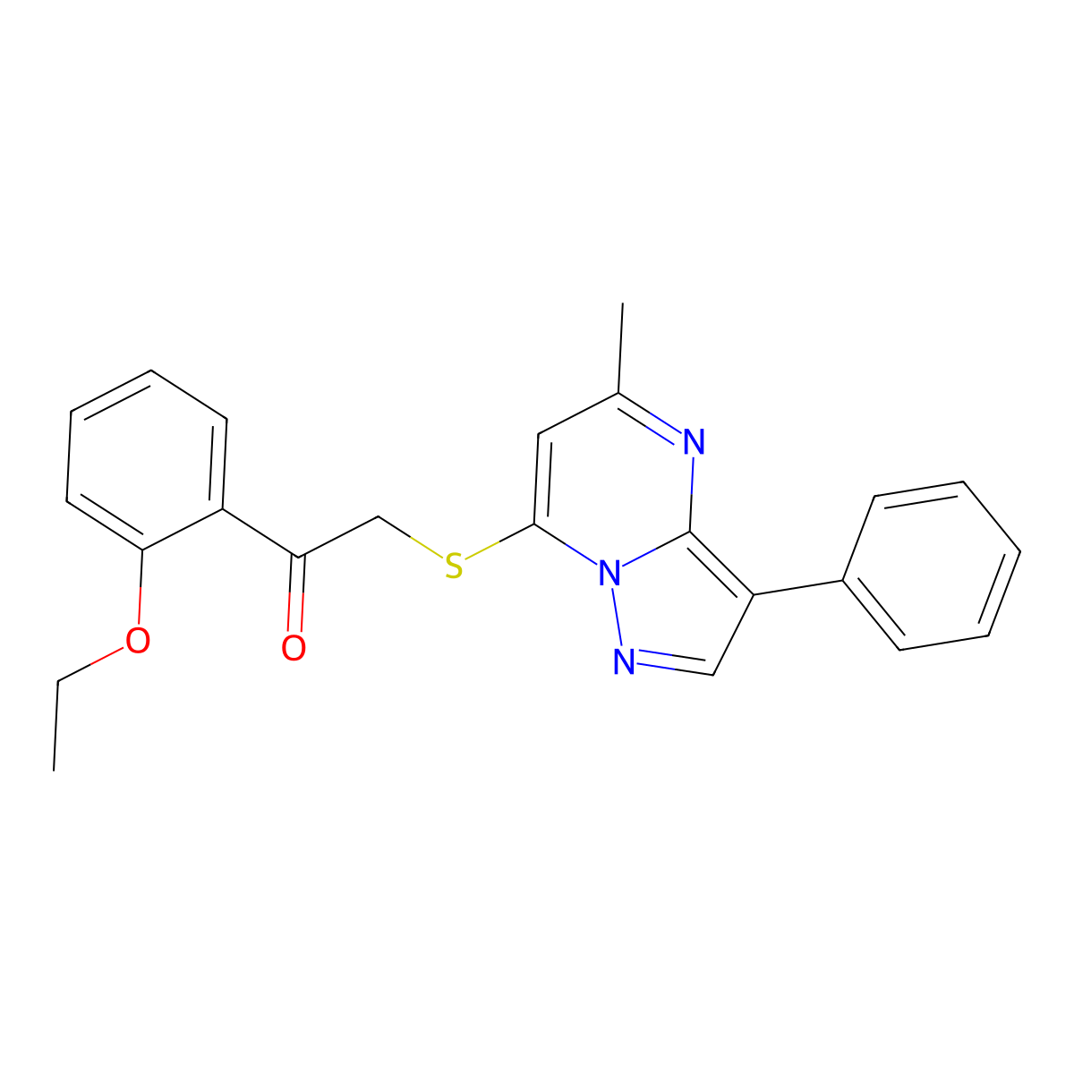 1-(2-Ethoxyphenyl)-2-[(5-methyl-3-phenylpyrazolo[1,5-a]pyrimidin-7-yl)sulfanyl]ethanone molecular structure, CAS 862208-58-0