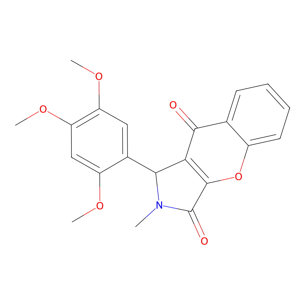 2-Methyl-1-(2,4,5-trimethoxyphenyl)-1,2-dihydrochromeno[2,3-c]pyrrole-3,9-dione molecular structure, CAS 862208-67-1