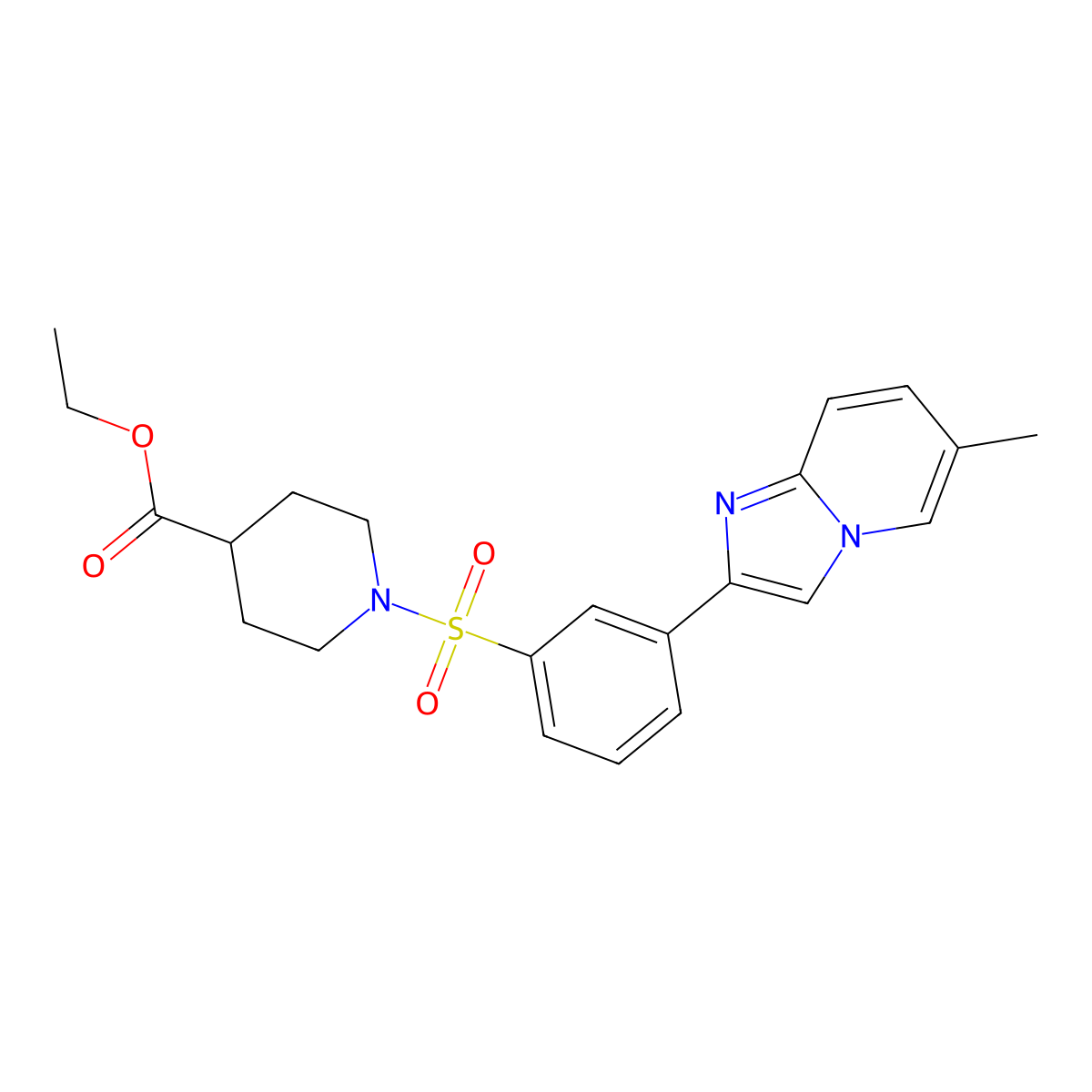 Ethyl 1-{[3-(6-methylimidazo[1,2-a]pyridin-2-yl)phenyl]sulfonyl}-4-piperidinecarboxylate molecular structure, CAS 862208-90-0