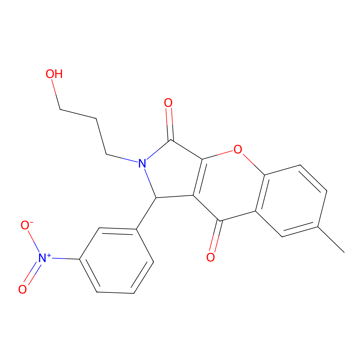 2-(3-Hydroxypropyl)-7-methyl-1-(3-nitrophenyl)-1,2-dihydrochromeno[2,3-c]pyrrole-3,9-dione molecular structure, CAS 862208-97-7