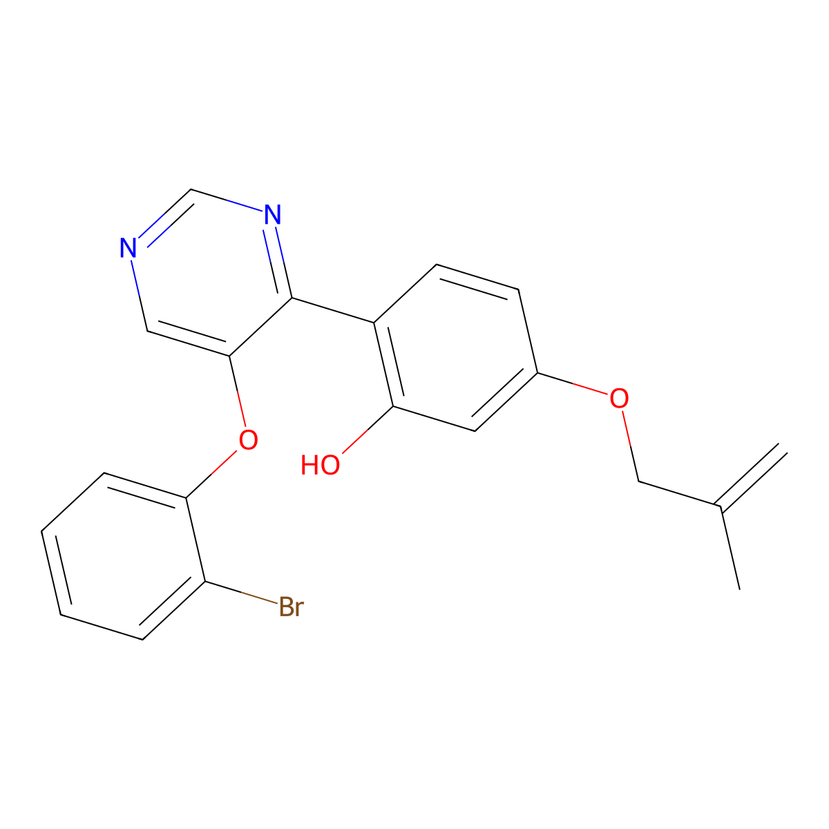 2-(5-(2-Bromophenoxy)pyrimidin-4-yl)-5-((2-methylallyl)oxy)phenol molecular structure, CAS 862209-18-5
