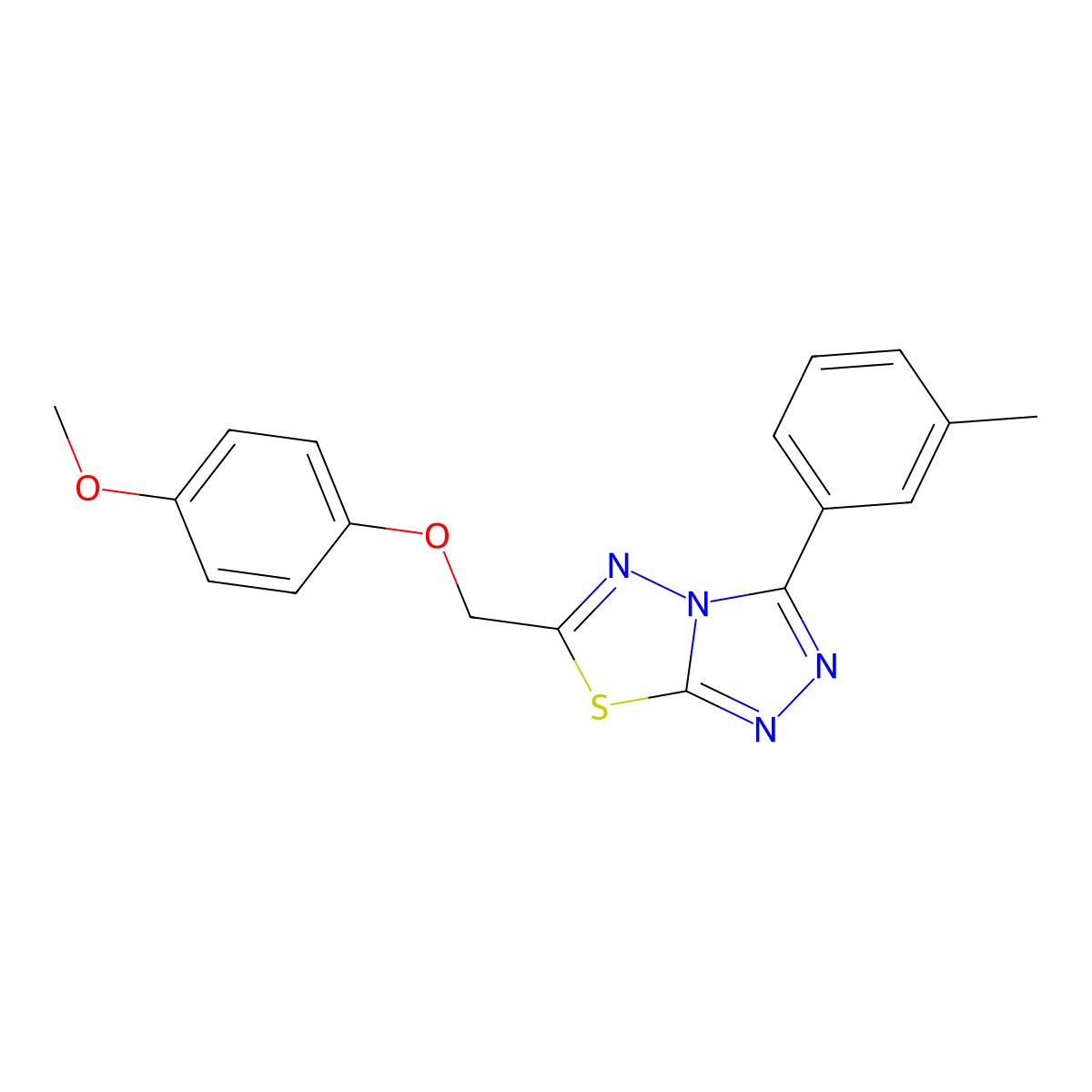 6-[(4-Methoxyphenoxy)methyl]-3-(3-methylphenyl)-[1,2,4]triazolo[3,4-b][1,3,4]thiadiazole molecular structure, CAS 862209-28-7