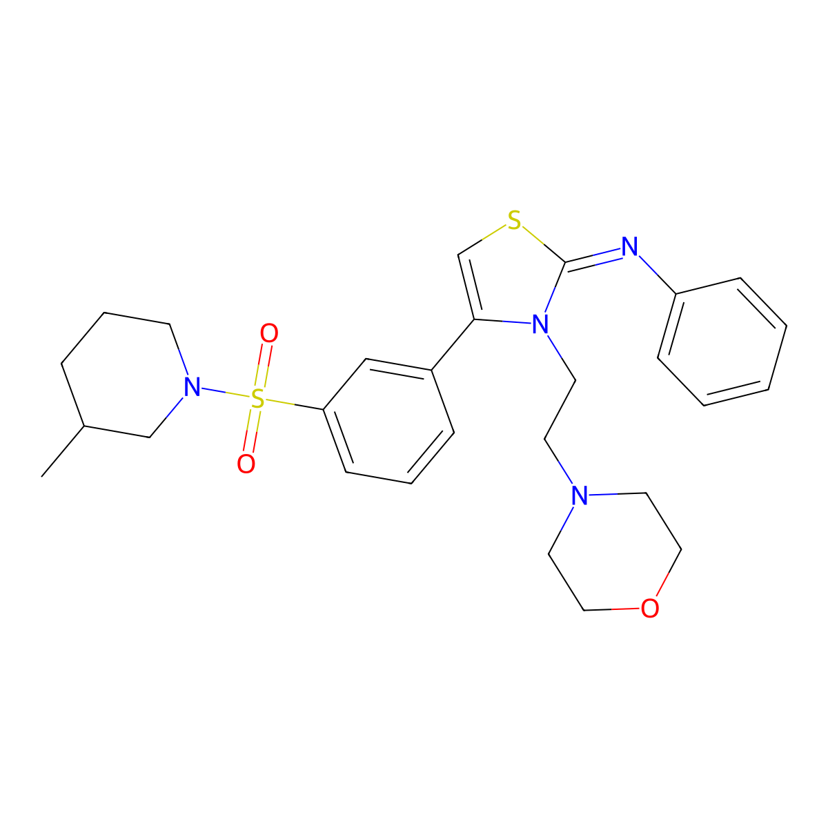 N-[(2Z)-4-{3-[(3-methylpiperidin-1-yl)sulfonyl]phenyl}-3-[2-(morpholin-4-yl)ethyl]-1,3-thiazol-2(3H)-ylidene]aniline molecular structure, CAS 862209-29-8