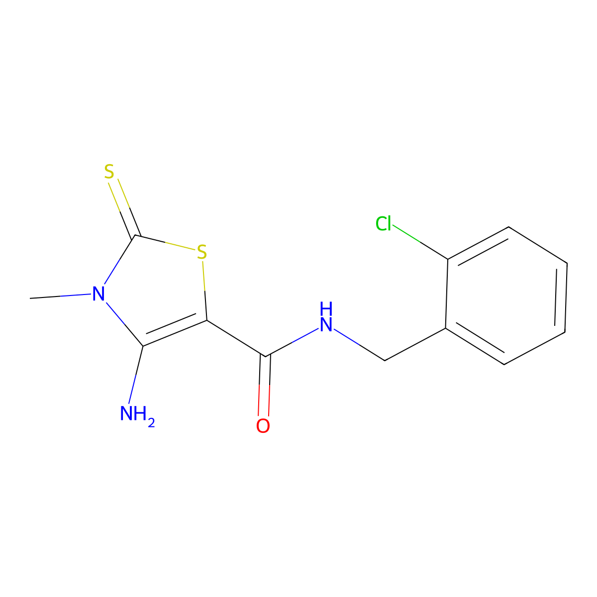 4-amino-N-(2-chlorobenzyl)-3-methyl-2-thioxo-2,3-dihydro-1,3-thiazole-5-carboxamide molecular structure, CAS 862209-77-6