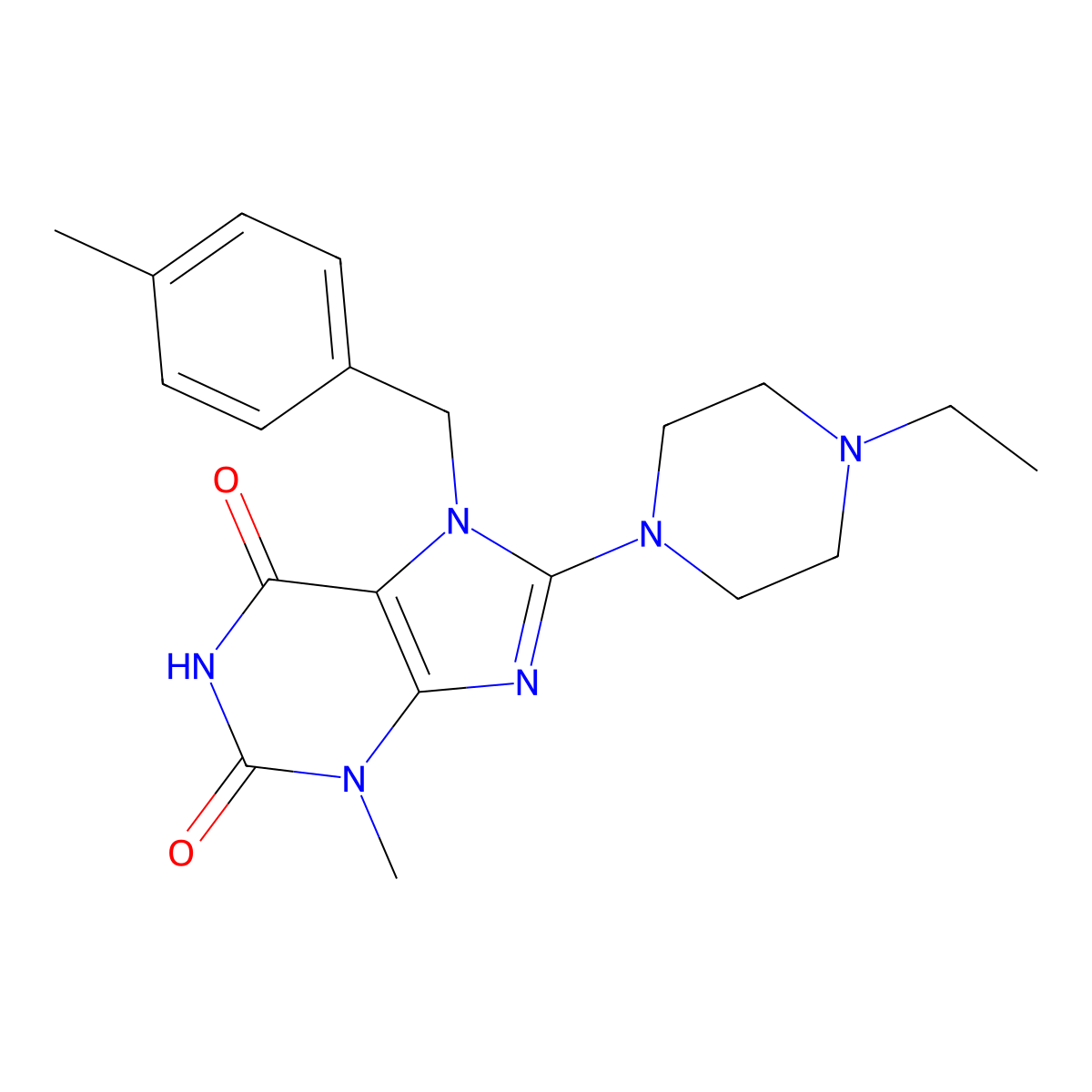 8-(4-ethylpiperazin-1-yl)-3-methyl-7-(4-methylbenzyl)-1H-purine-2,6(3H,7H)-dione molecular structure, CAS 862209-85-6