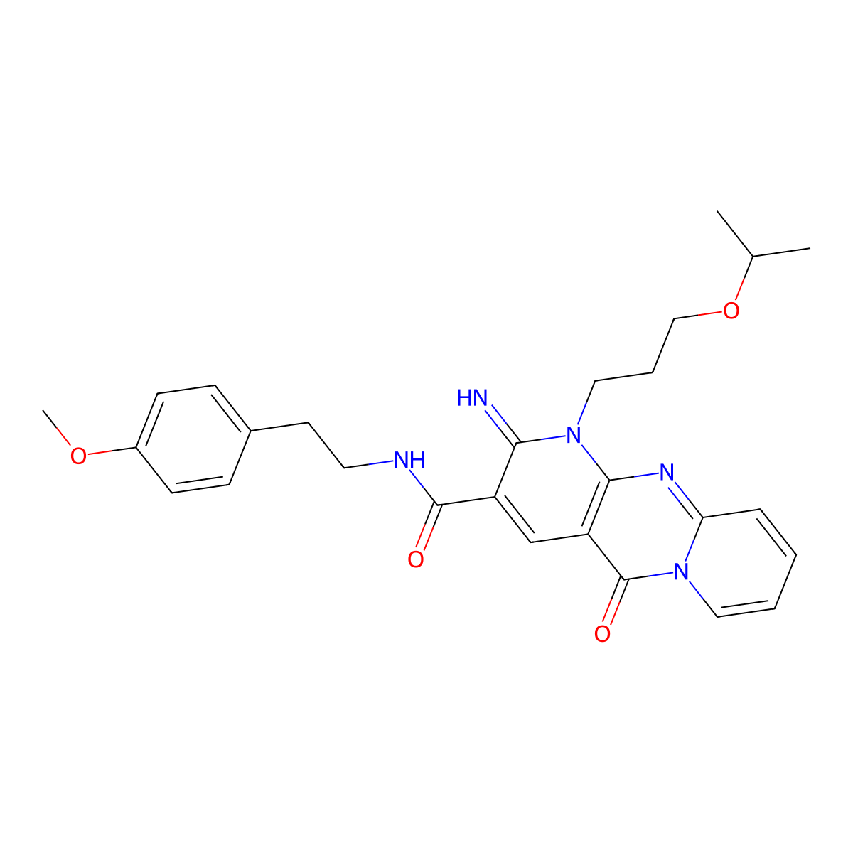 2-imino-1-(3-isopropoxypropyl)-N~3~-(4-methoxyphenethyl)-5-oxo-1,5-dihydro-2H-dipyrido[1,2-a:2,3-d]pyrimidine-3-carboxamide molecular structure, CAS 862209-97-0