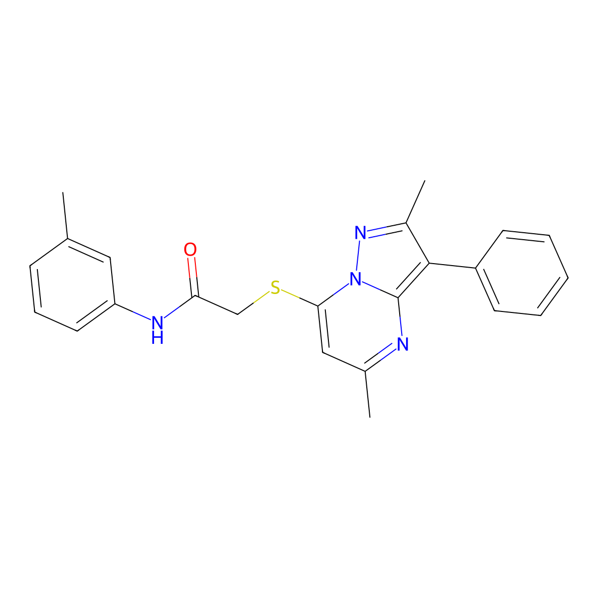 2-((2,5-dimethyl-3-phenylpyrazolo[1,5-a]pyrimidin-7-yl)thio)-N-(m-tolyl)acetamide molecular structure, CAS 862210-16-0