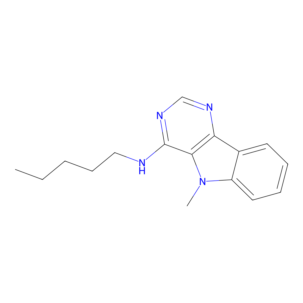 5-methyl-N-pentylpyrimido[5,4-b]indol-4-amine molecular structure, CAS 862210-25-1