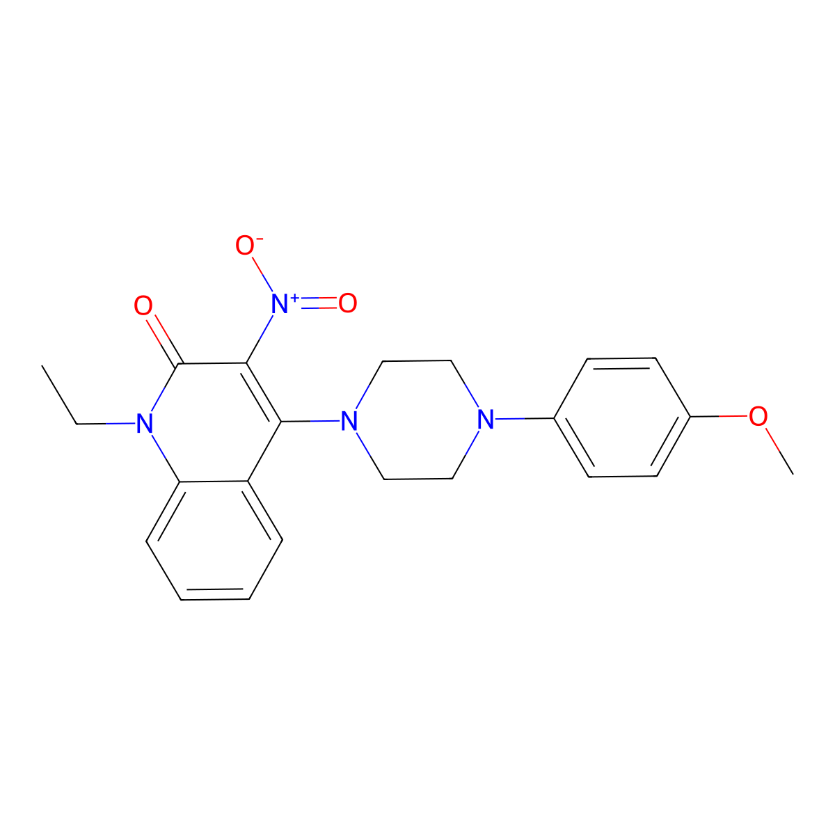 1-ethyl-4-(4-(4-methoxyphenyl)piperazin-1-yl)-3-nitroquinolin-2(1H)-one molecular structure, CAS 862210-59-1