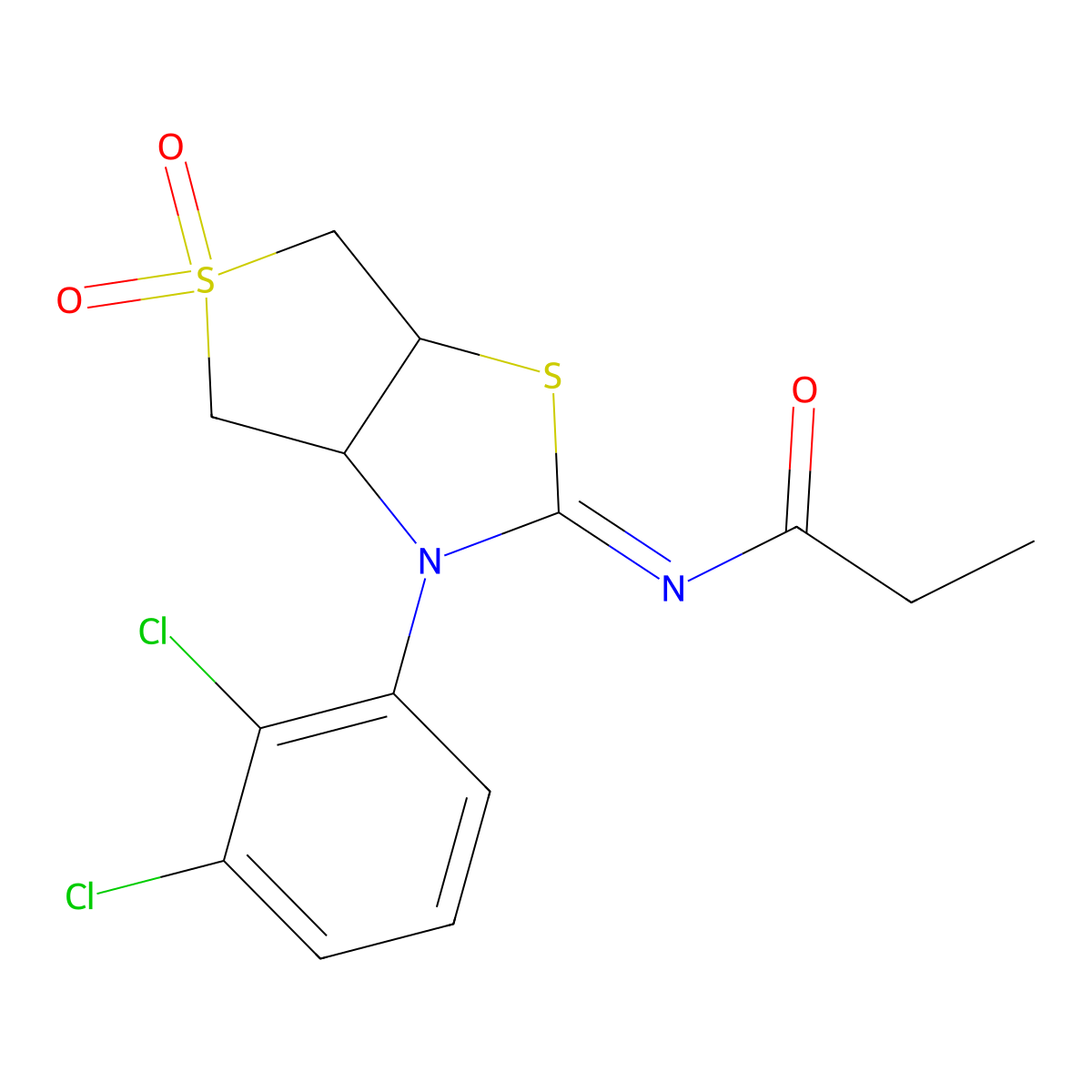 (Z)-N-(3-(2,3-dichlorophenyl)-5,5-dioxidotetrahydrothieno[3,4-d]thiazol-2(3H)-ylidene)propionamide molecular structure, CAS 862243-82-1