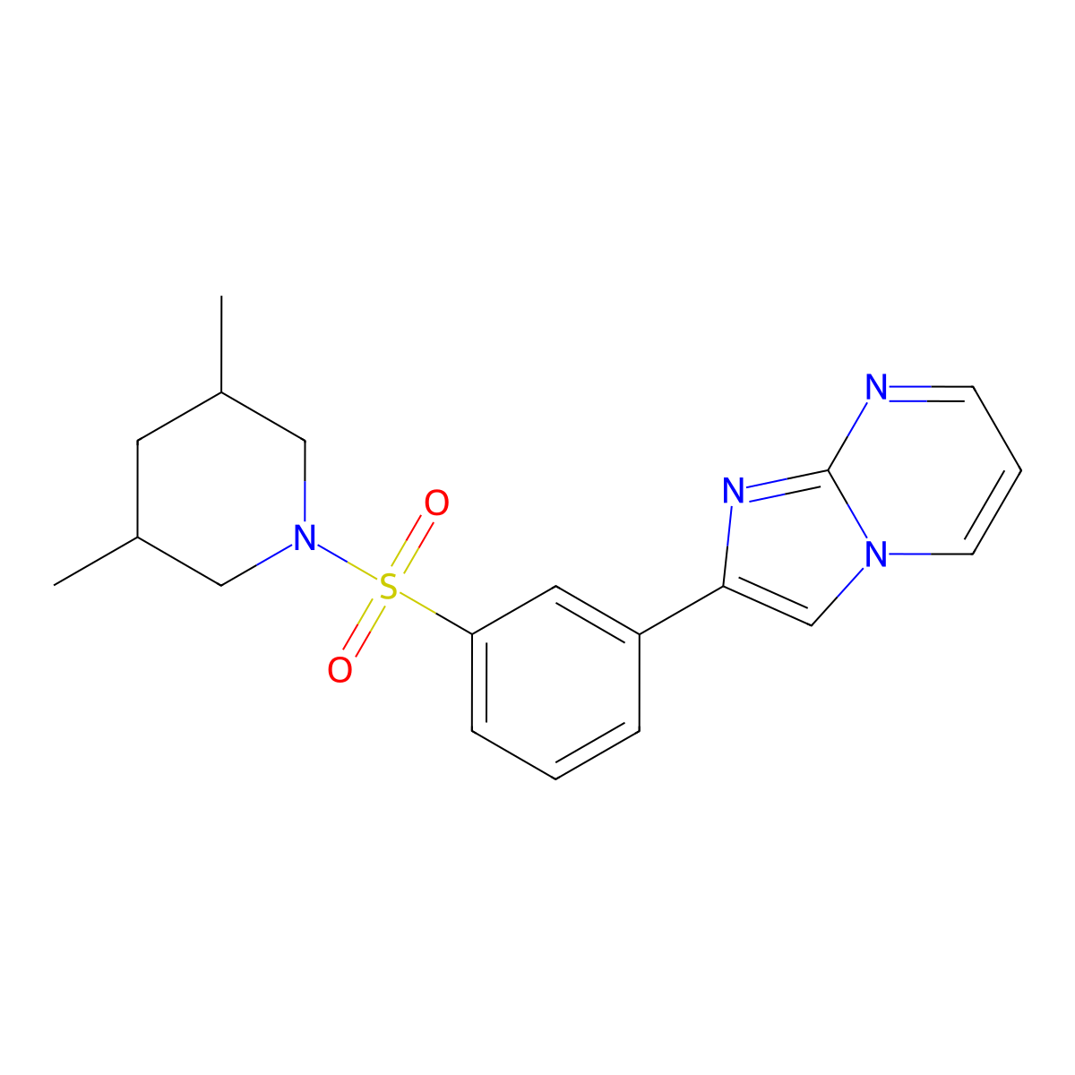 2-{3-[(3,5-Dimethylpiperidin-1-yl)sulfonyl]phenyl}imidazo[1,2-a]pyrimidine molecular structure, CAS 862243-88-7