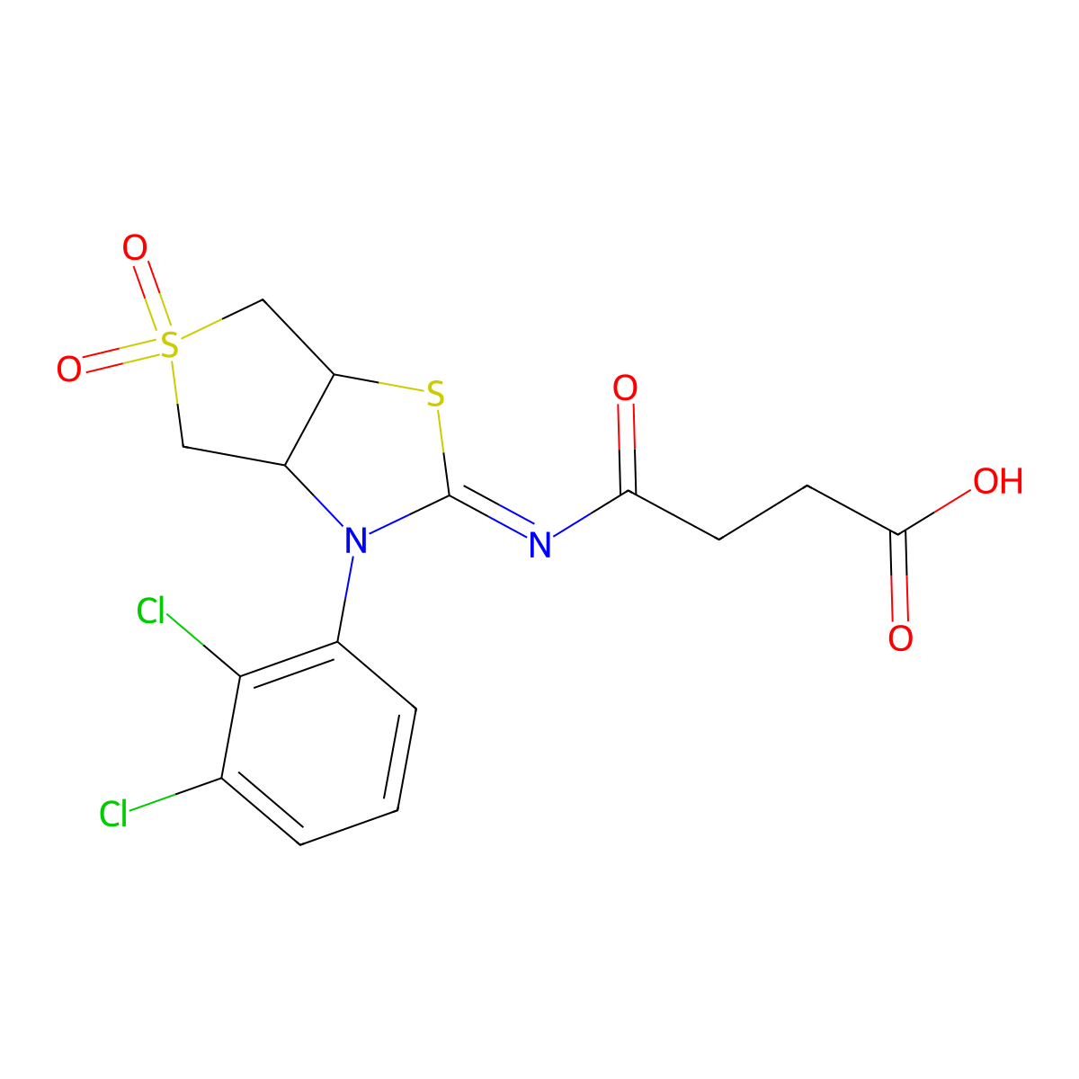 4-{[(2Z)-3-(2,3-dichlorophenyl)-5,5-dioxidotetrahydrothieno[3,4-d][1,3]thiazol-2(3H)-ylidene]amino}-4-oxobutanoic acid molecular structure, CAS 862244-00-6