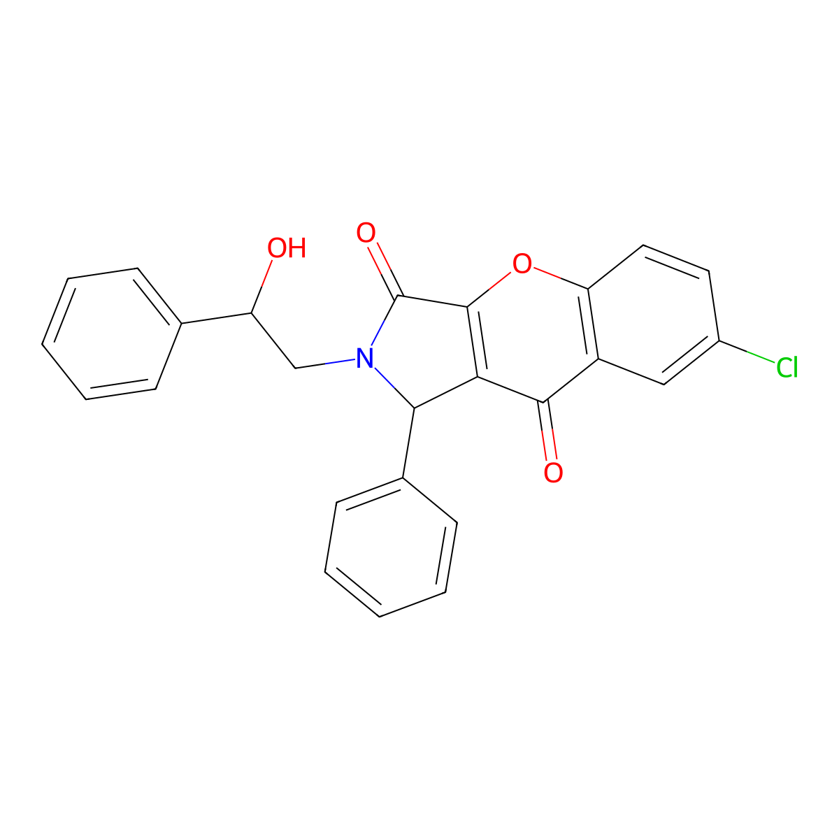 7-Chloro-2-(2-hydroxy-2-phenylethyl)-1-phenyl-1,2-dihydrochromeno[2,3-c]pyrrole-3,9-dione molecular structure, CAS 862245-00-9