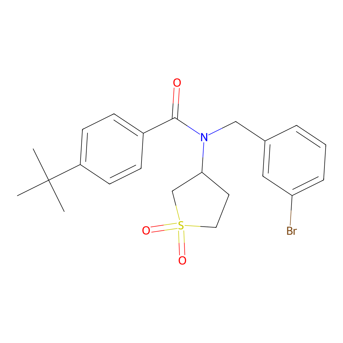 N-(3-bromobenzyl)-4-tert-butyl-N-(1,1-dioxidotetrahydrothiophen-3-yl)benzamide molecular structure, CAS 862245-25-8
