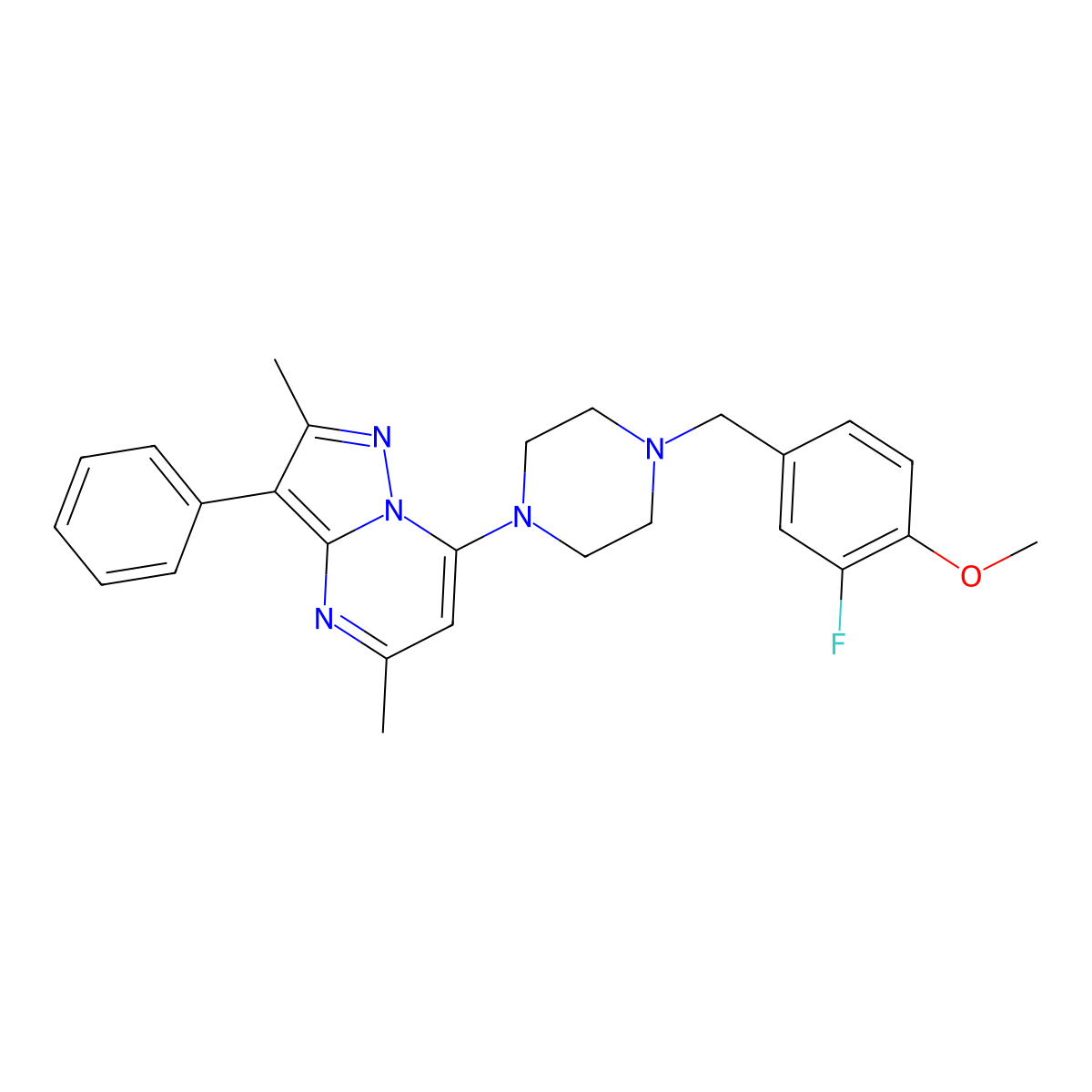 7-(4-(3-Fluoro-4-methoxybenzyl)piperazin-1-yl)-2,5-dimethyl-3-phenylpyrazolo[1,5-a]pyrimidine molecular structure, CAS 862245-54-3