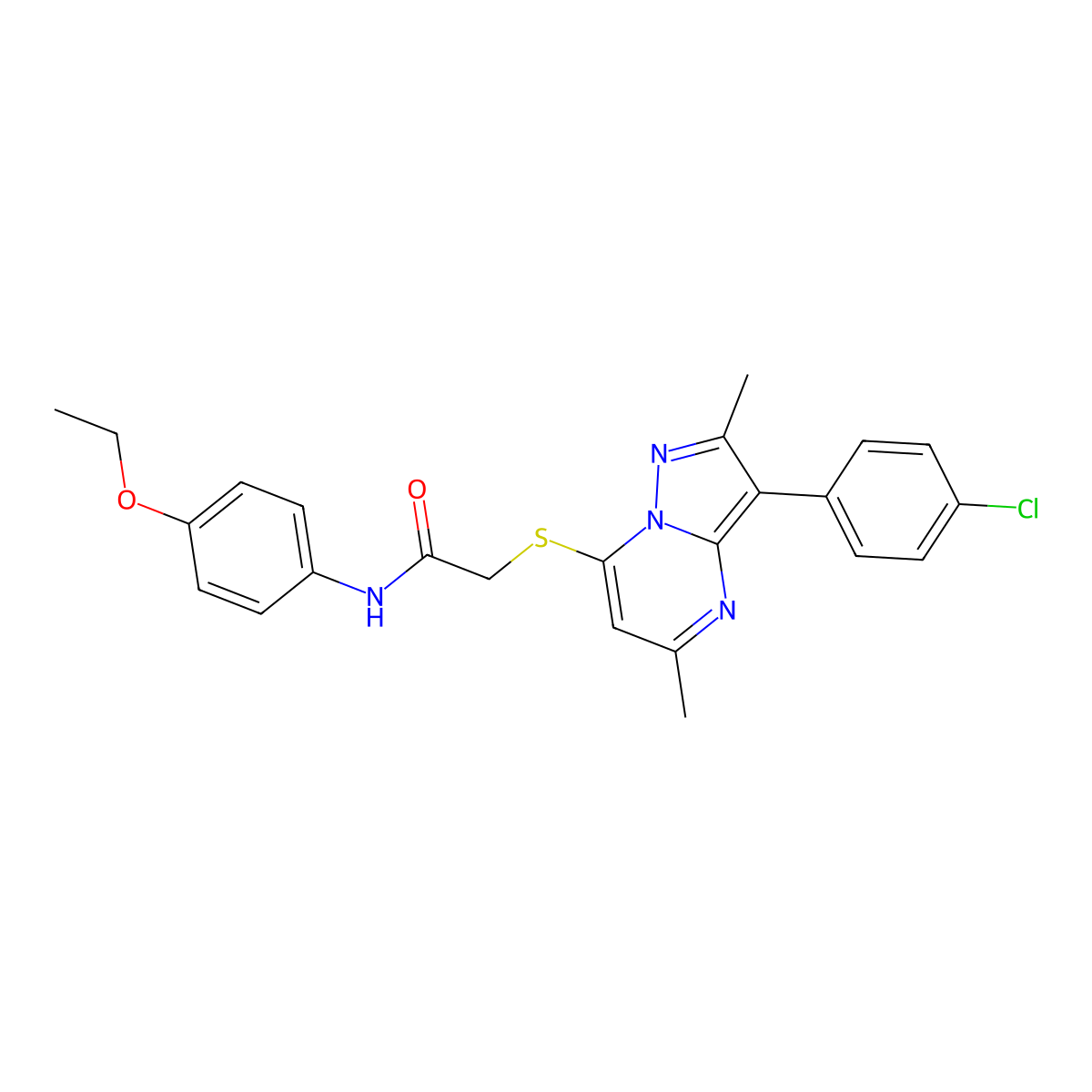 2-{[3-(4-chlorophenyl)-2,5-dimethylpyrazolo[1,5-a]pyrimidin-7-yl]sulfanyl}-N-(4-ethoxyphenyl)acetamide molecular structure, CAS 862245-60-1