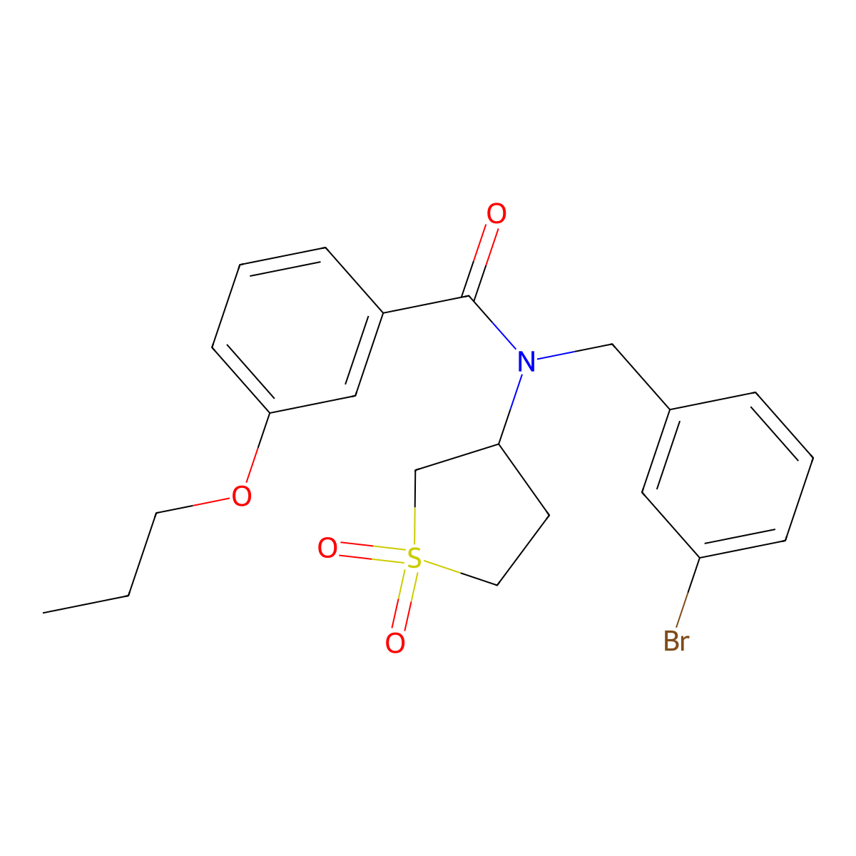N-(3-bromobenzyl)-N-(1,1-dioxidotetrahydrothiophen-3-yl)-3-propoxybenzamide molecular structure, CAS 862245-95-2