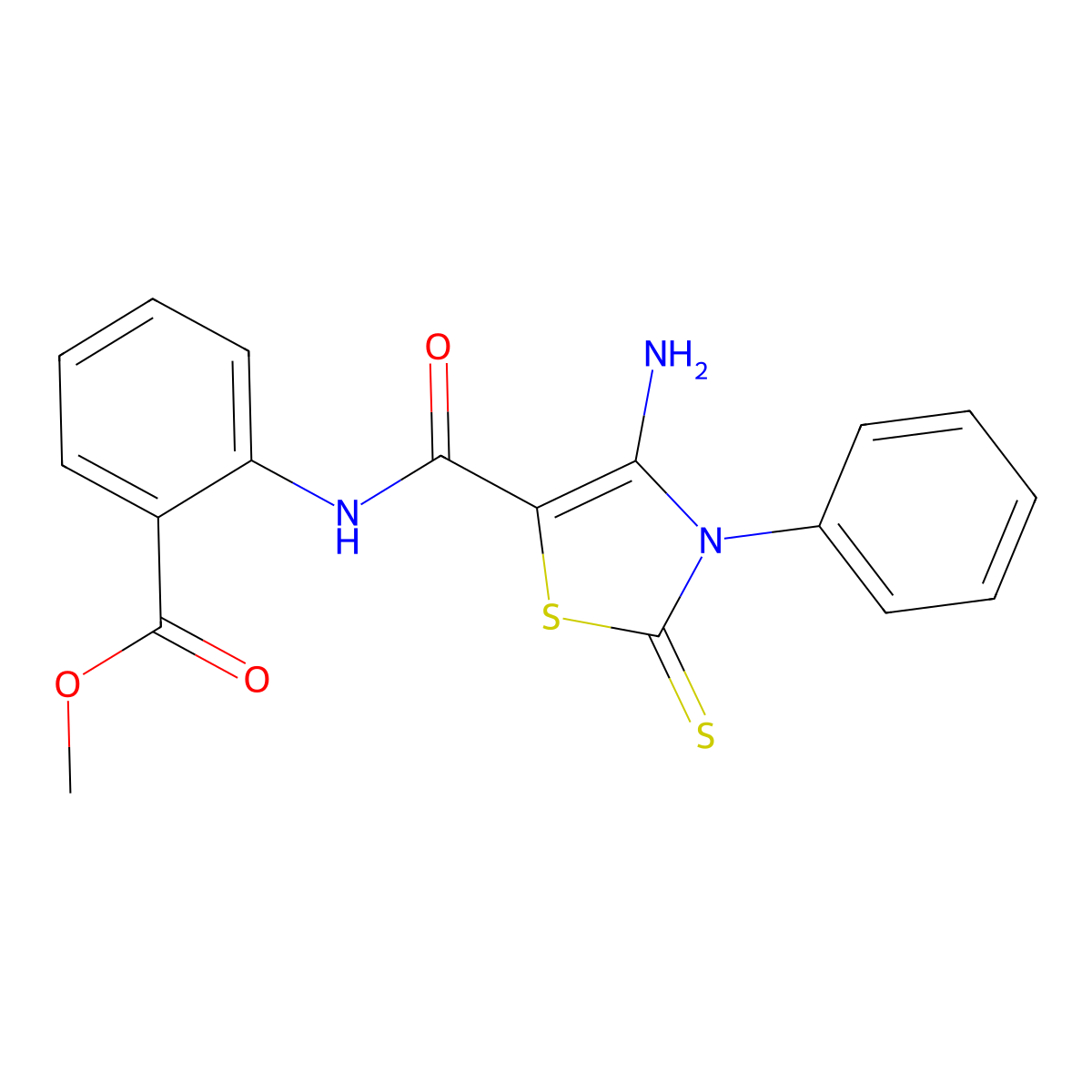 Methyl 2-{[(4-amino-3-phenyl-2-thioxo-2,3-dihydro-1,3-thiazol-5-yl)carbonyl]amino}benzoate molecular structure, CAS 862245-97-4