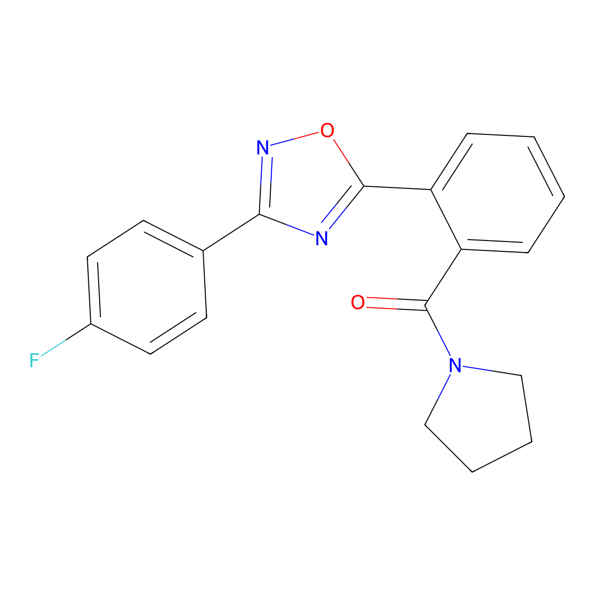 [2-[3-(4-Fluorophenyl)-1,2,4-oxadiazol-5-yl]phenyl]-pyrrolidin-1-ylmethanone molecular structure, CAS 862246-26-2