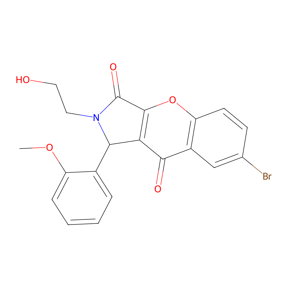 7-Bromo-2-(2-hydroxyethyl)-1-(2-methoxyphenyl)-1,2-dihydrochromeno[2,3-c]pyrrole-3,9-dione molecular structure, CAS 862246-41-1