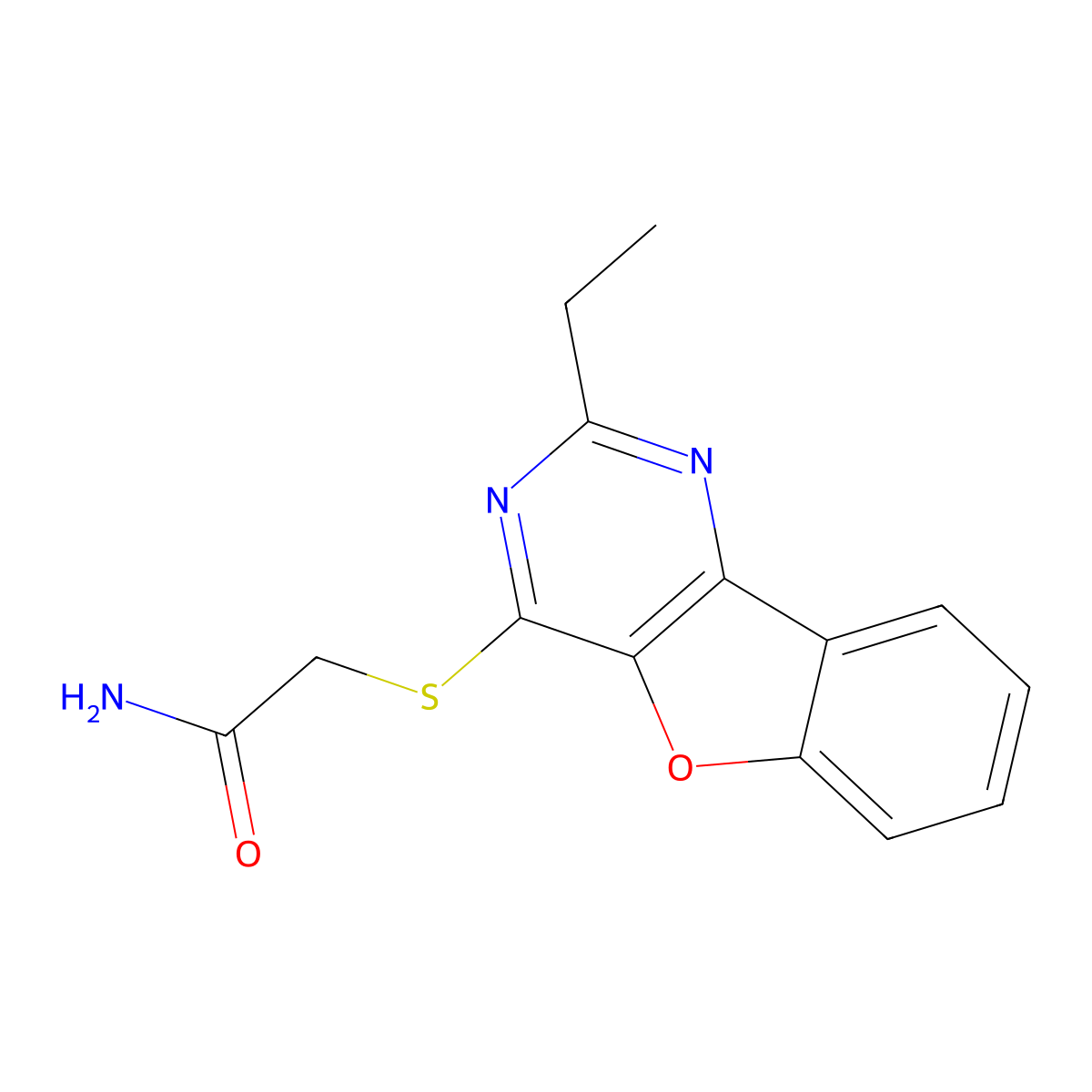 2-[(2-Ethyl-[1]benzofuro[3,2-d]pyrimidin-4-yl)sulfanyl]acetamide molecular structure, CAS 862246-61-5