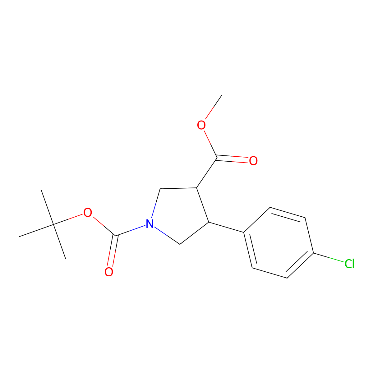 (3S,4R)-1-tert-Butyl 3-methyl 4-(4-chlorophenyl)pyrrolidine-1,3-dicarboxylate molecular structure, CAS 862284-39-7